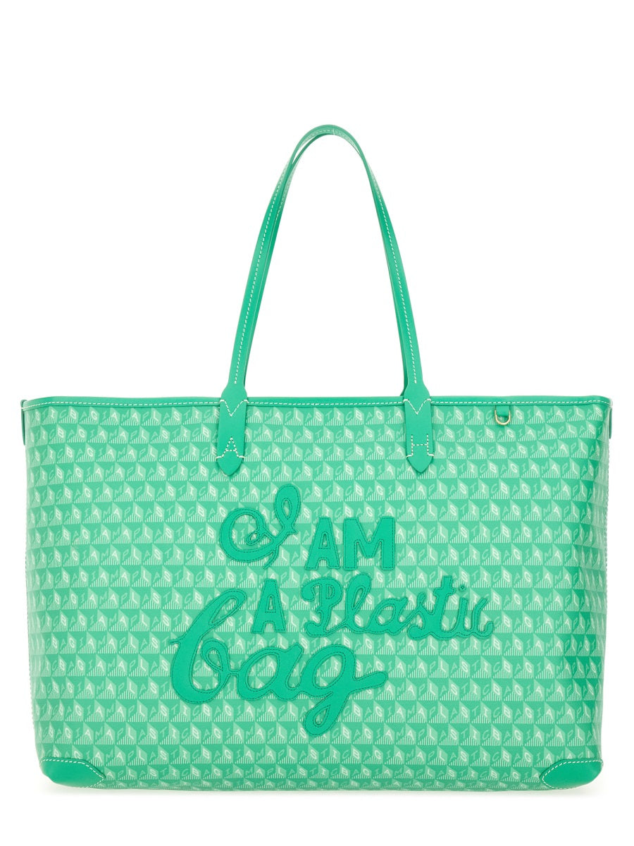 ANYA HINDMARCH Eco-Conscious Tote Handbag with I Am A Plastic Pattern