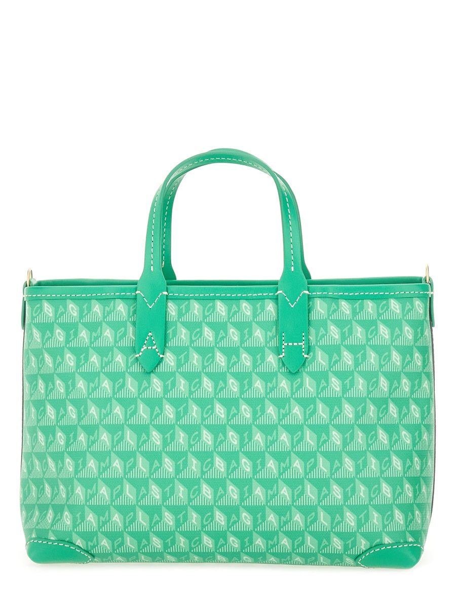 ANYA HINDMARCH Mini Recycled Canvas Tote Handbag with I AM A PLASTIC Pattern