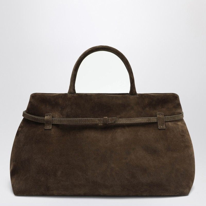 MANU ATELIER Large Suede Handbag with Adjustable Strap
