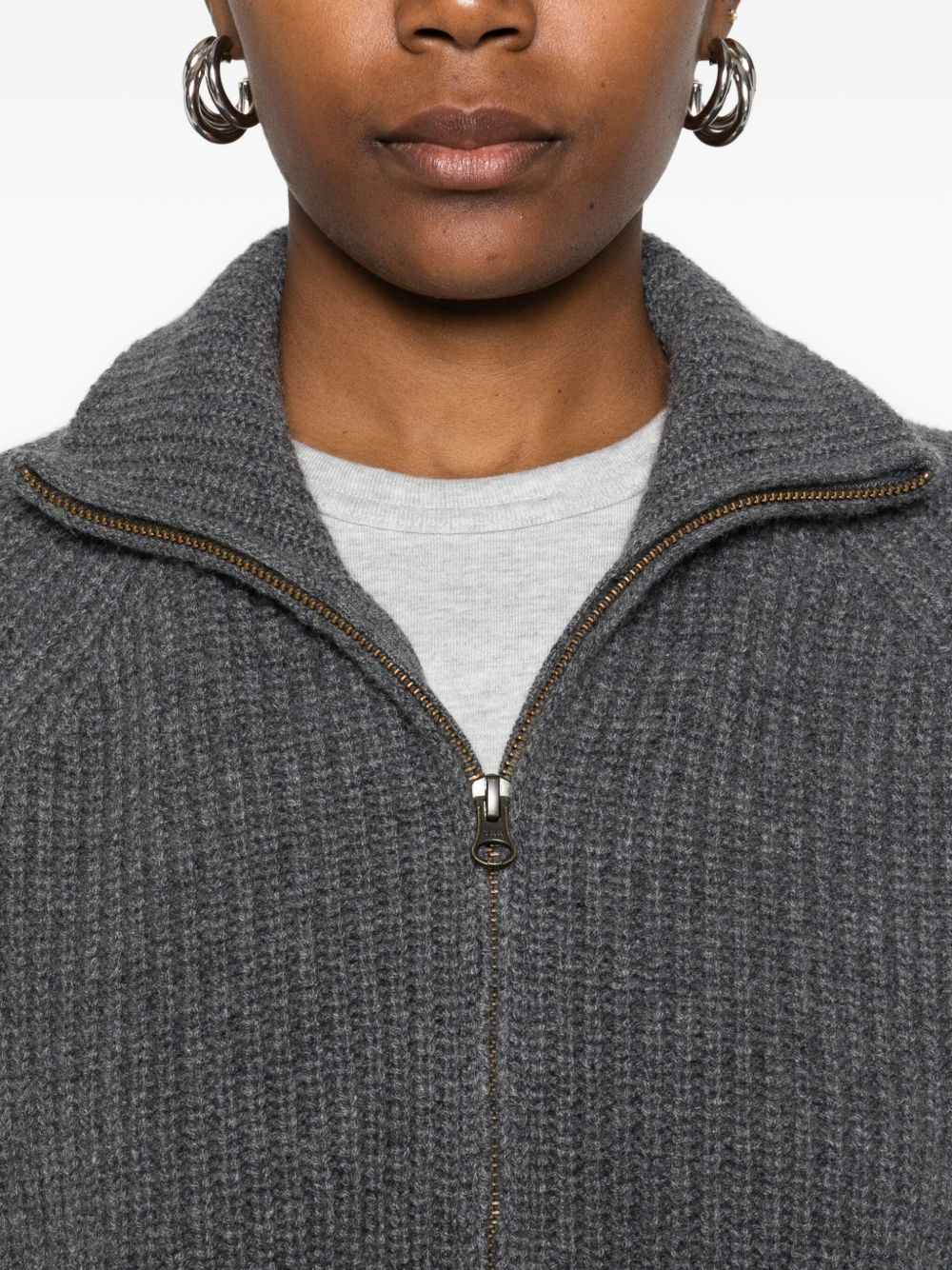 LISA YANG High Neck Zip Fastening Cashmere Cardigan