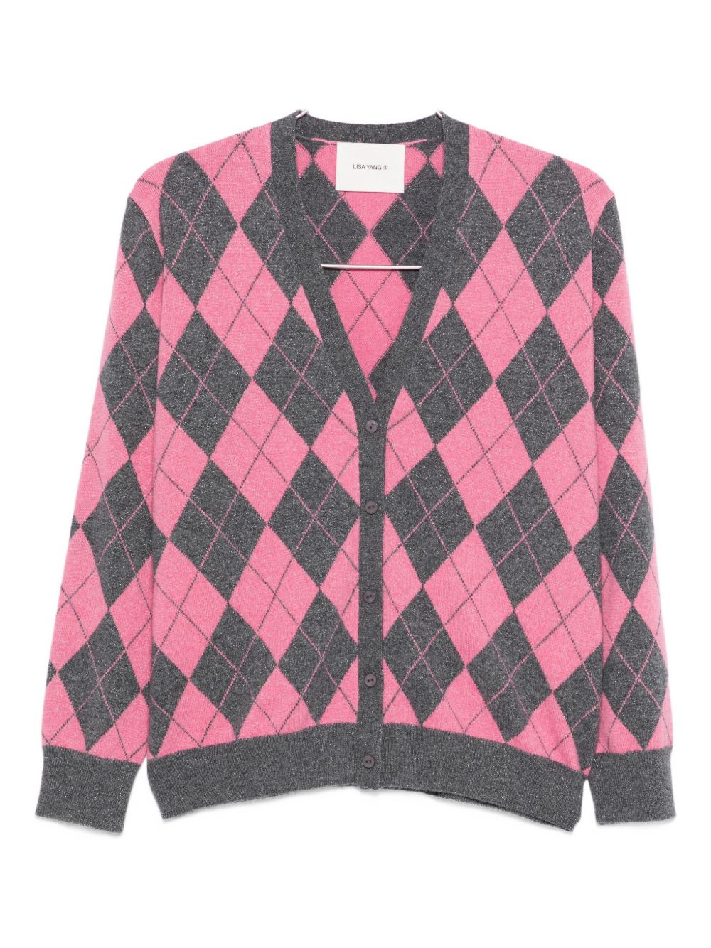 LISA YANG V-Neck Shimmering Knit Cardigan - Size 1