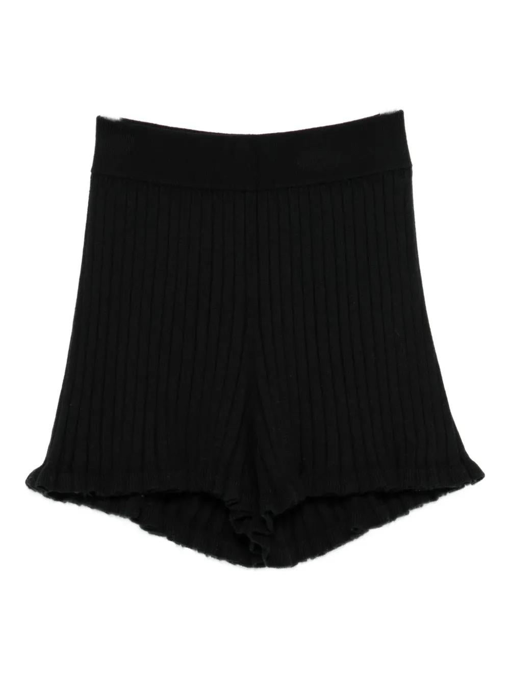LISA YANG Mini Ribbed Knit Shorts with Ruffled Hem