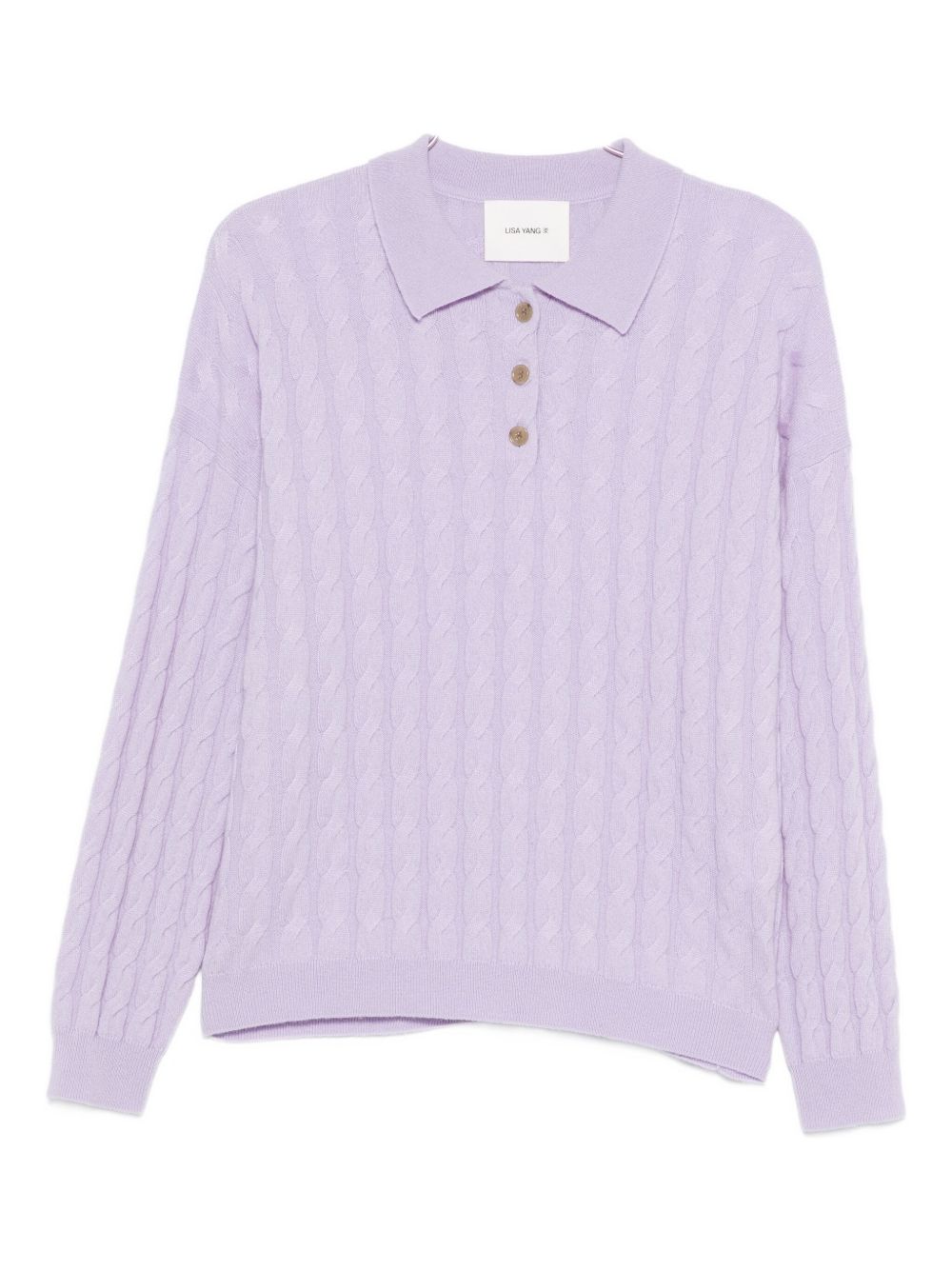 LISA YANG Cable-Knit Cashmere Polo Shirt
