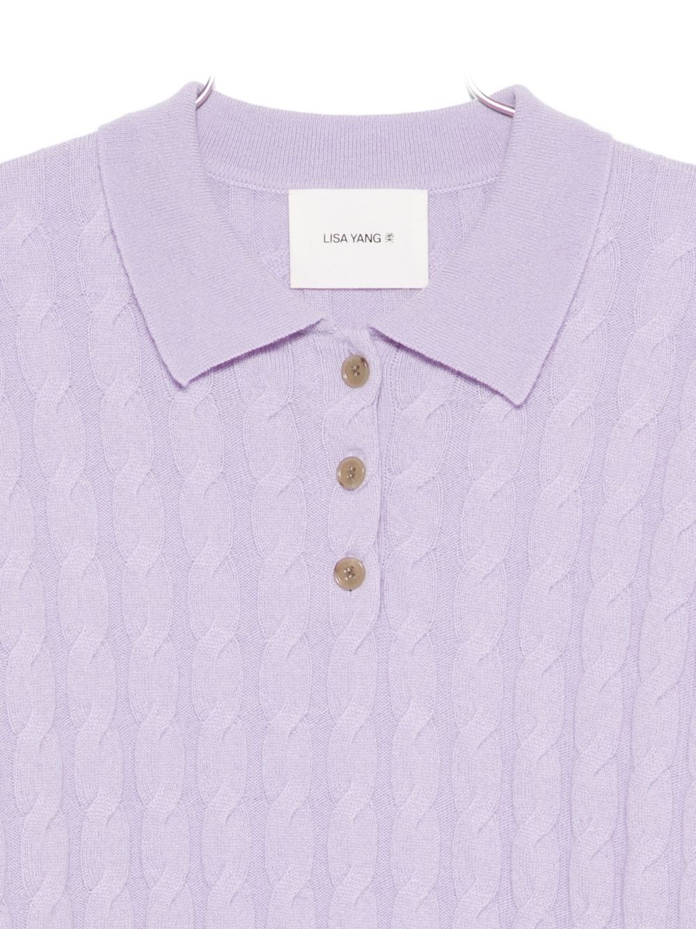 LISA YANG Cable-Knit Cashmere Polo Shirt