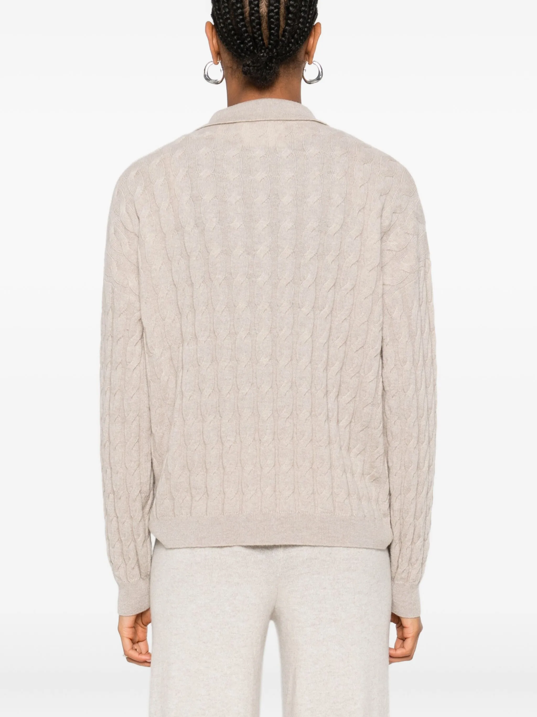 LISA YANG Mini Cable-Knit Cashmere Polo Shirt