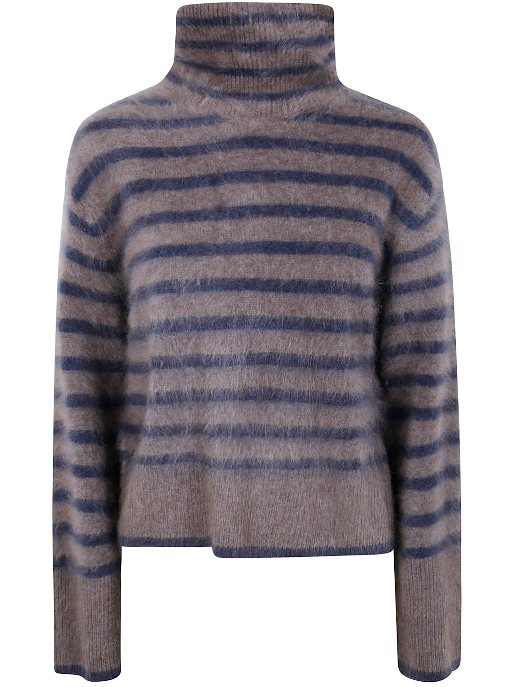 LISA YANG Striped Turtleneck Cashmere Sweater