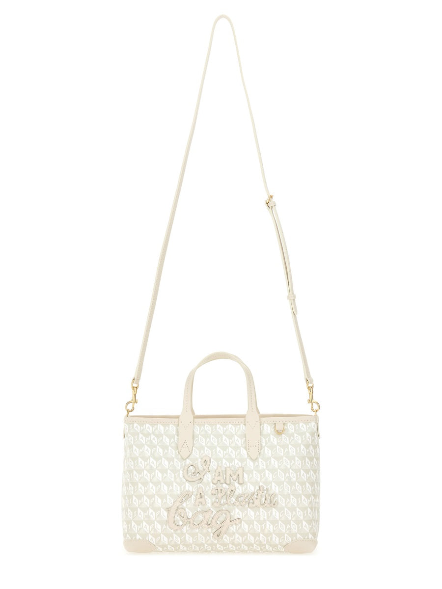ANYA HINDMARCH Mini Tote Handbag with I Am A Plastic Pattern