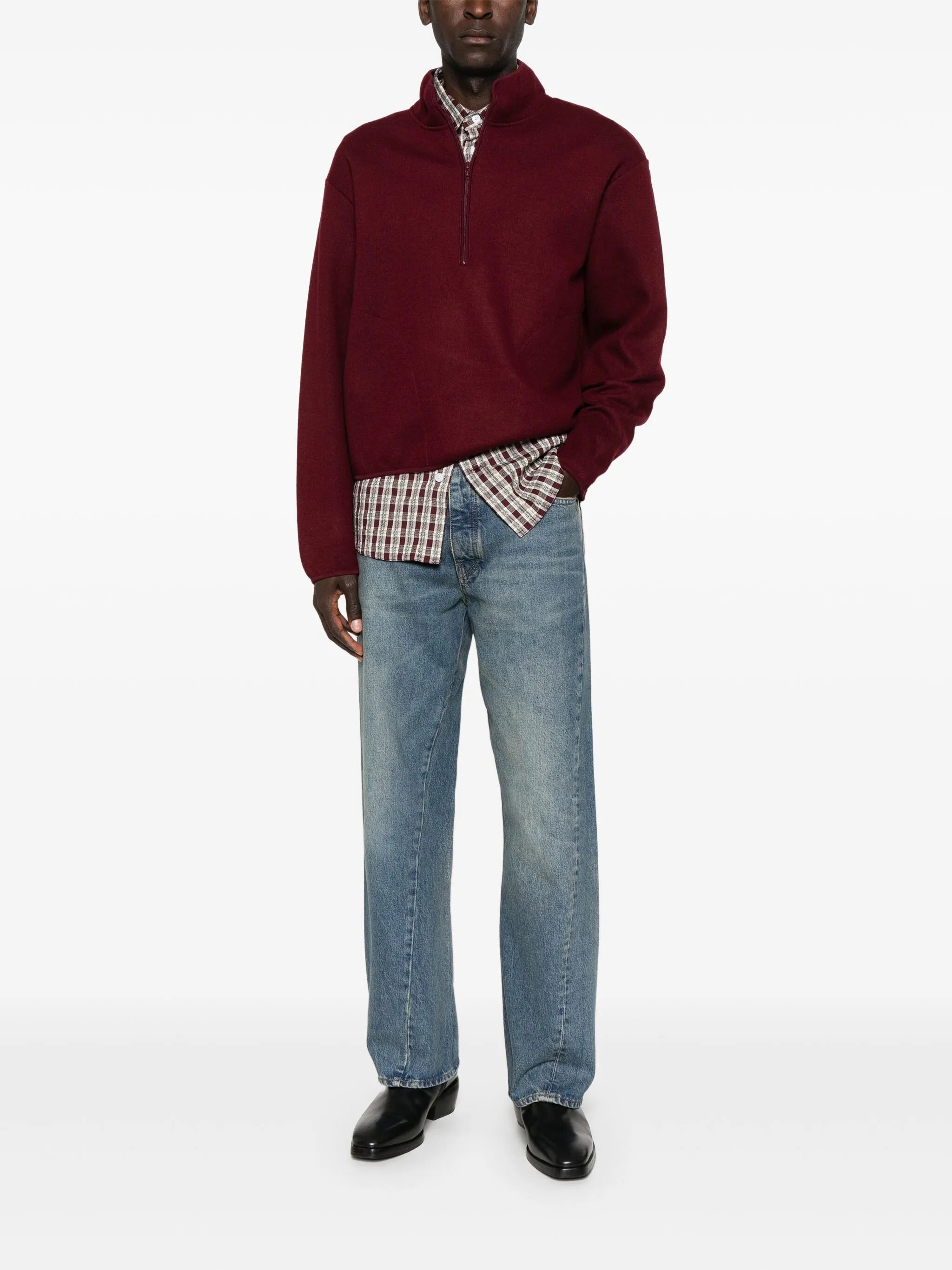 SUNFLOWER Wool Blend Half Zip Sweatshirt for Men