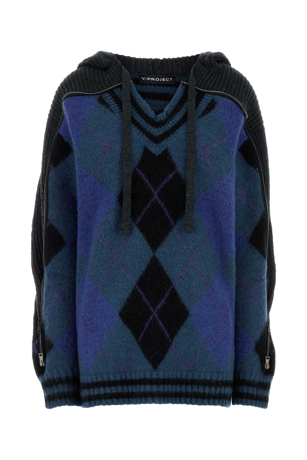 Y/PROJECT Embroidered Stretch Cotton Blend Oversize Sweater