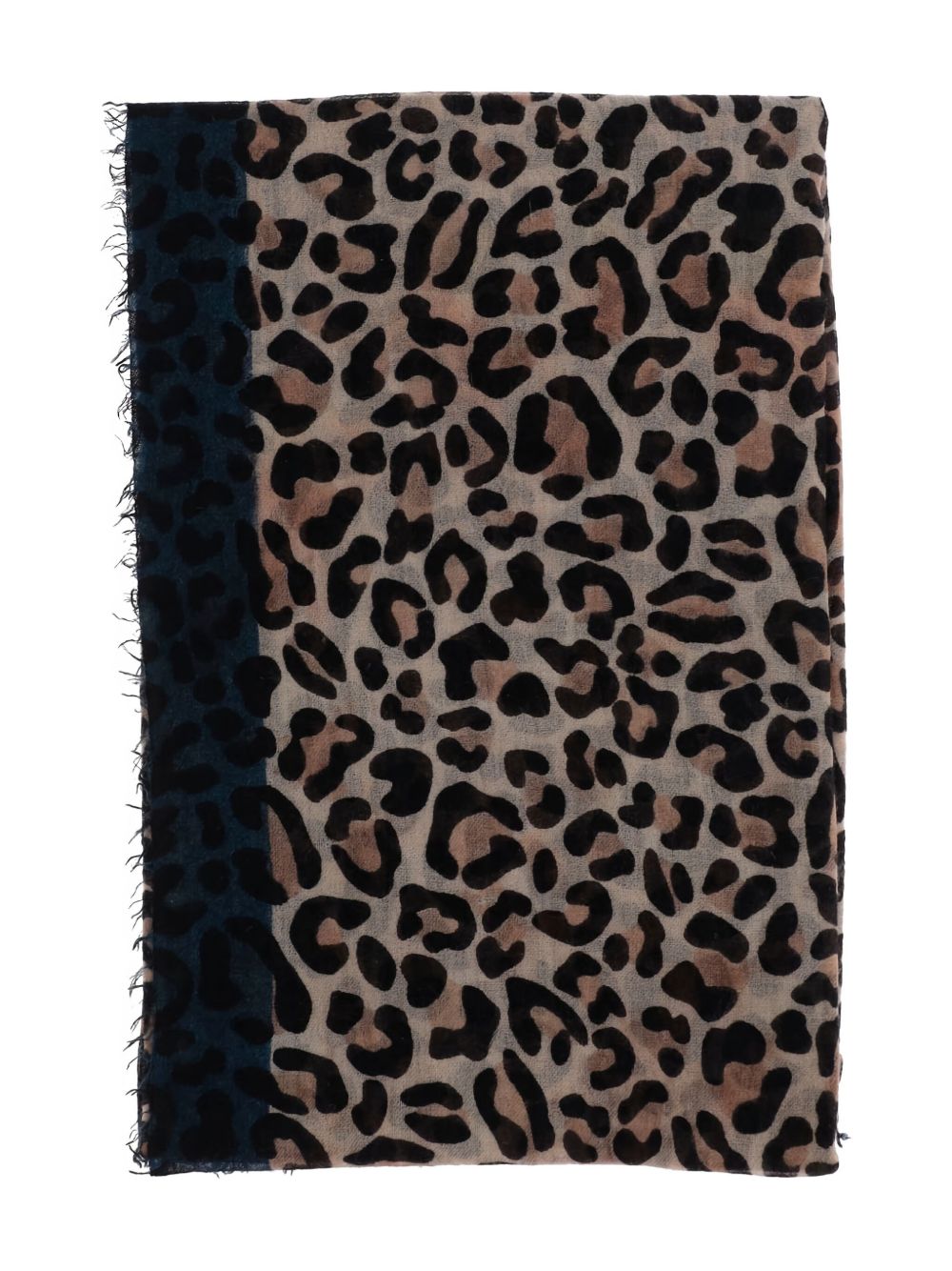 FALIERO SARTI Cashmere Leopard Print Scarf with Frayed Edges