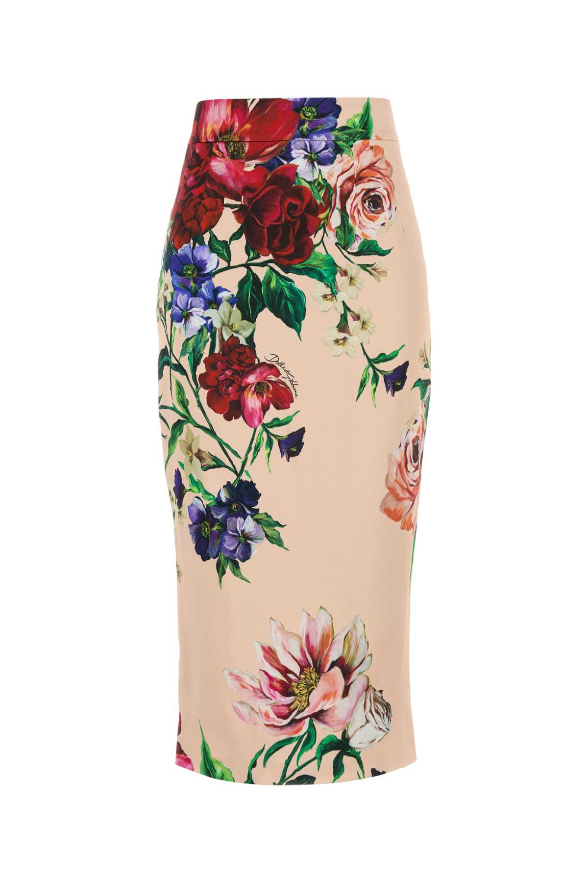DOLCE & GABBANA Floral Printed Stretch Satin Mini Skirt
