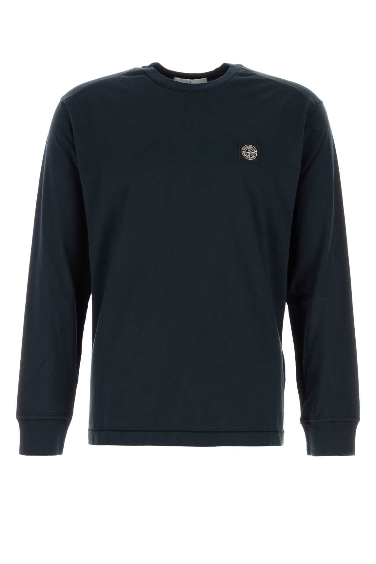 STONE ISLAND Midnight Cotton T-Shirt - Long Sleeve for Men