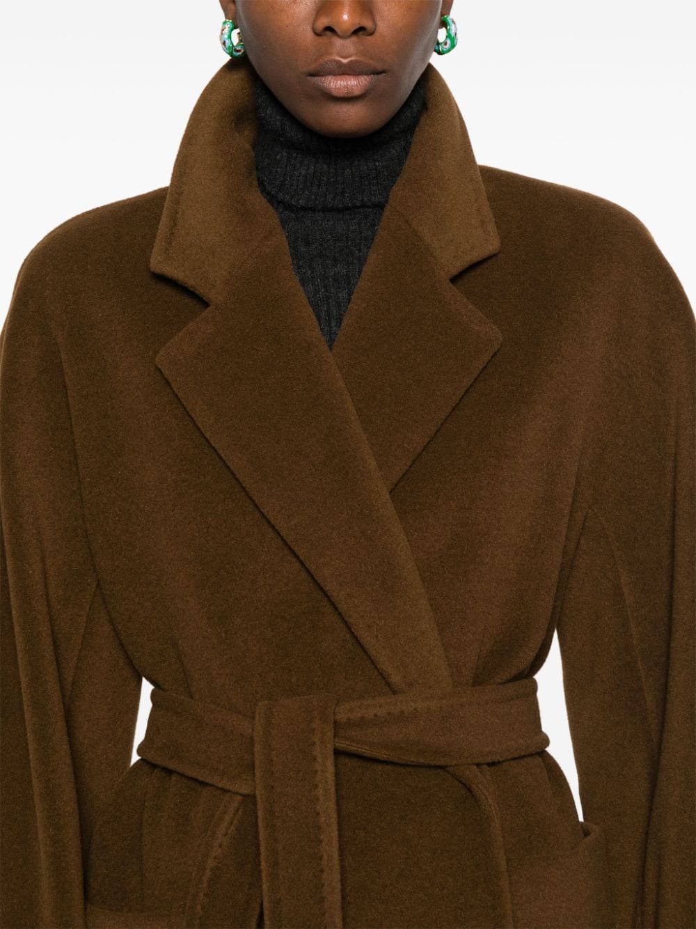 MAX MARA Wool Long Jacket with Detachable Waist Belt