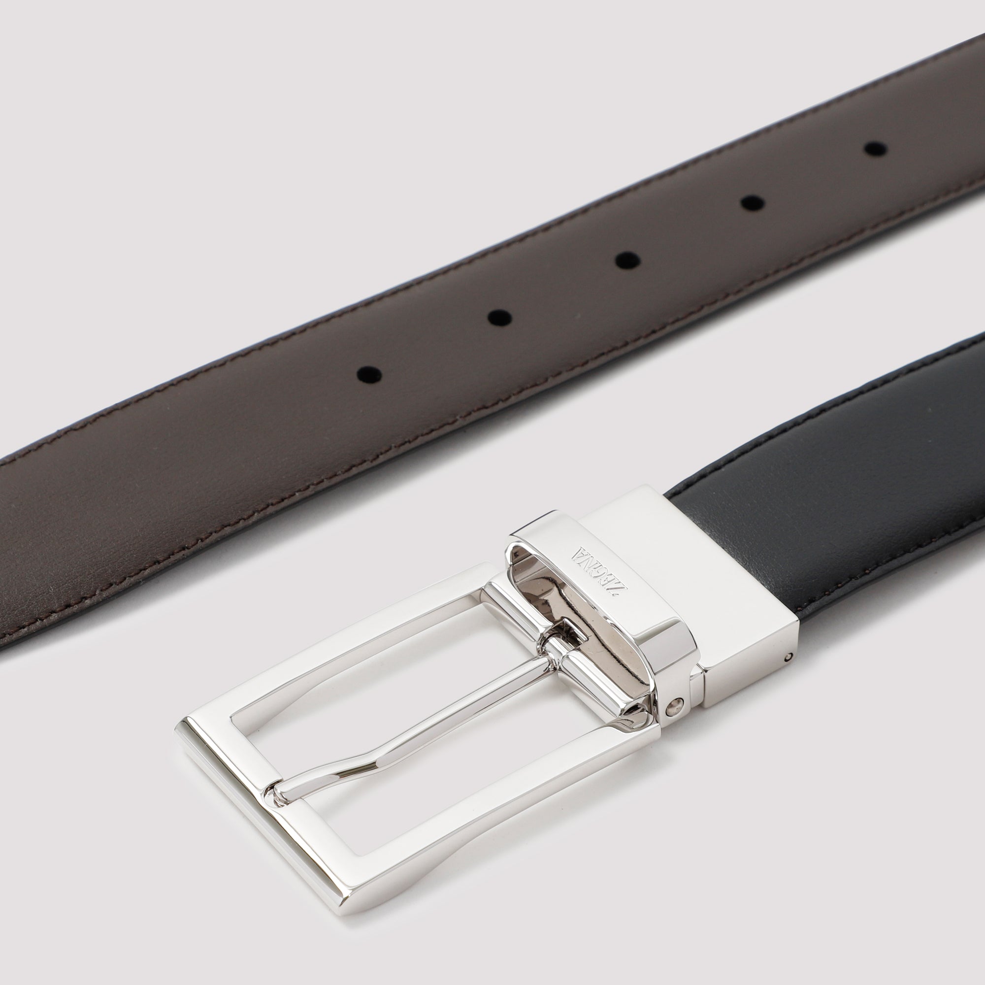 ZEGNA Reversible Leather Belt - H: 3.3cm