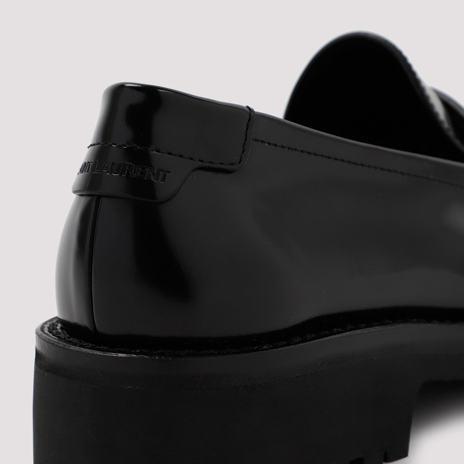SAINT LAURENT Men's Brushed Leather Loafers with 3cm Heel