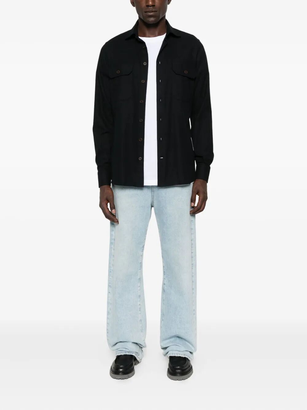 BORRIELLO Double-Pocket Cotton Shirt for Men