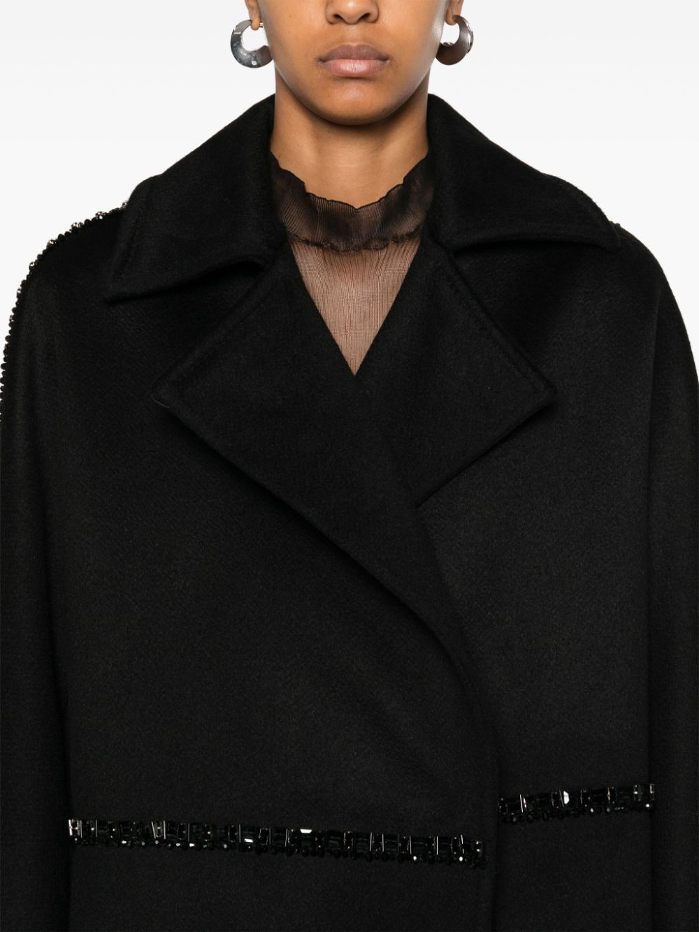 MAX MARA Luxury Wool Jacket with Crystal Embellishment - Women's Outerwear