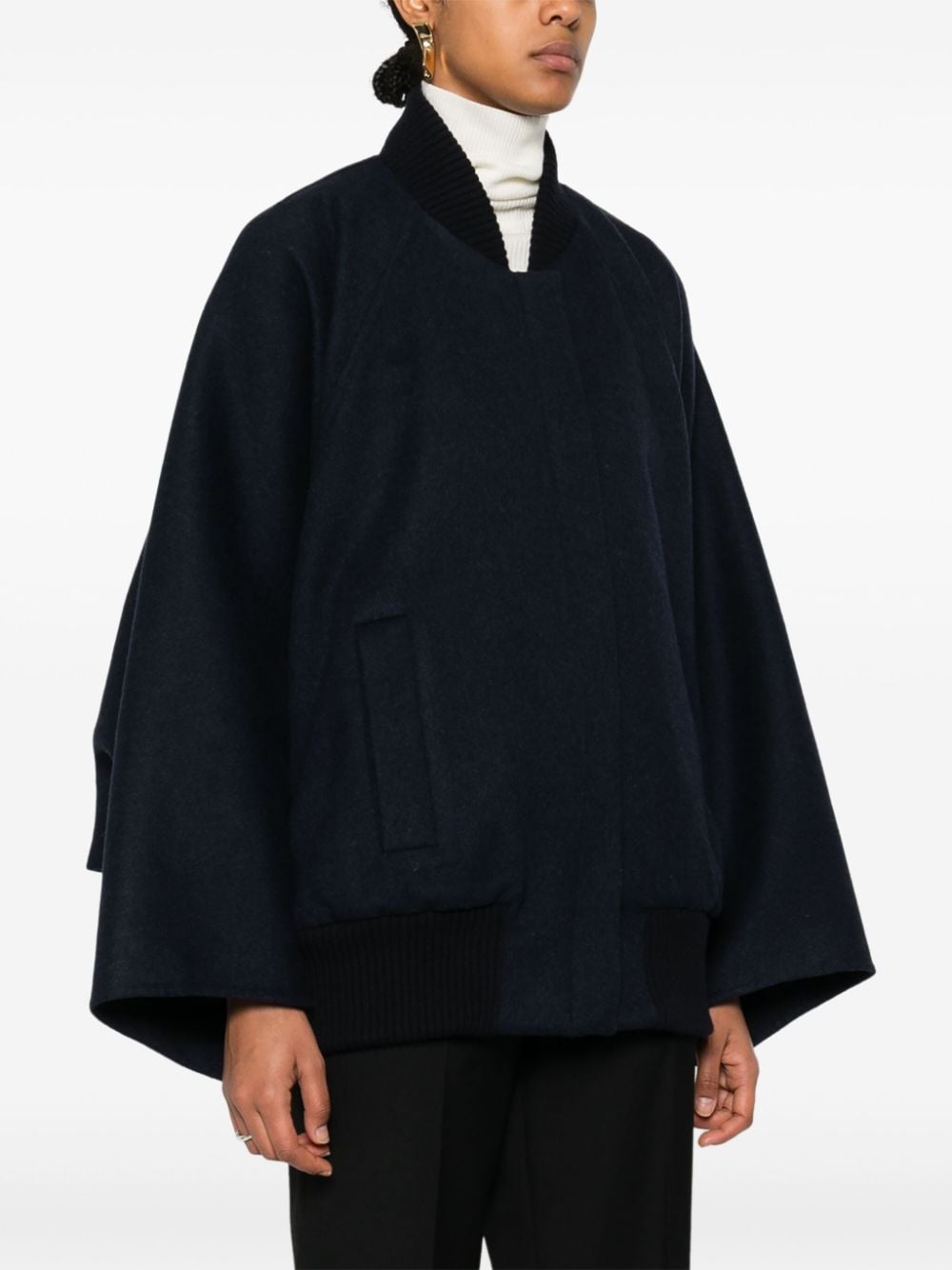 MAX MARA Cashmere Cape with Ribbed Trim - Women's Outerwear