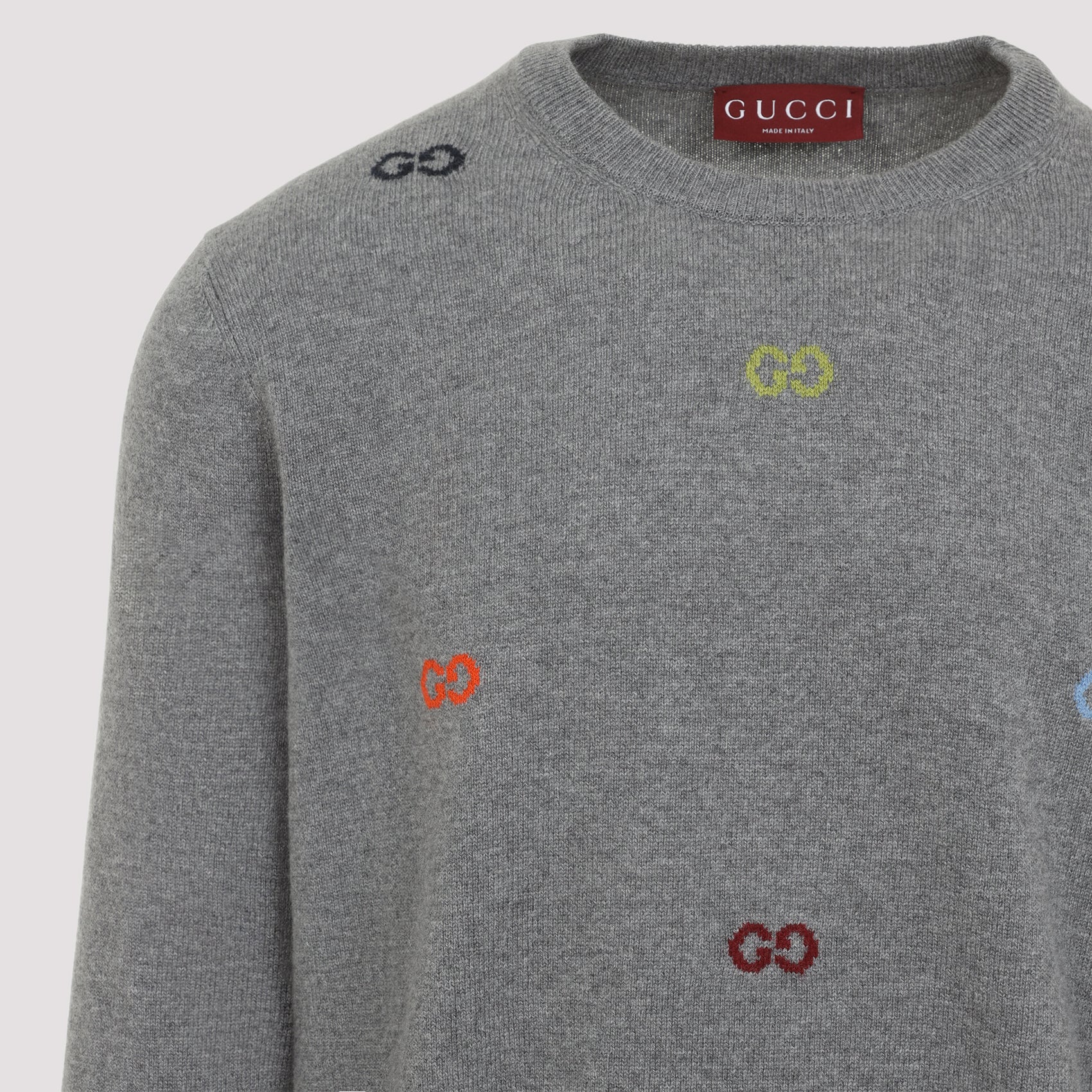 GUCCI Cashmere Long Sleeve Crewneck Sweater for Men