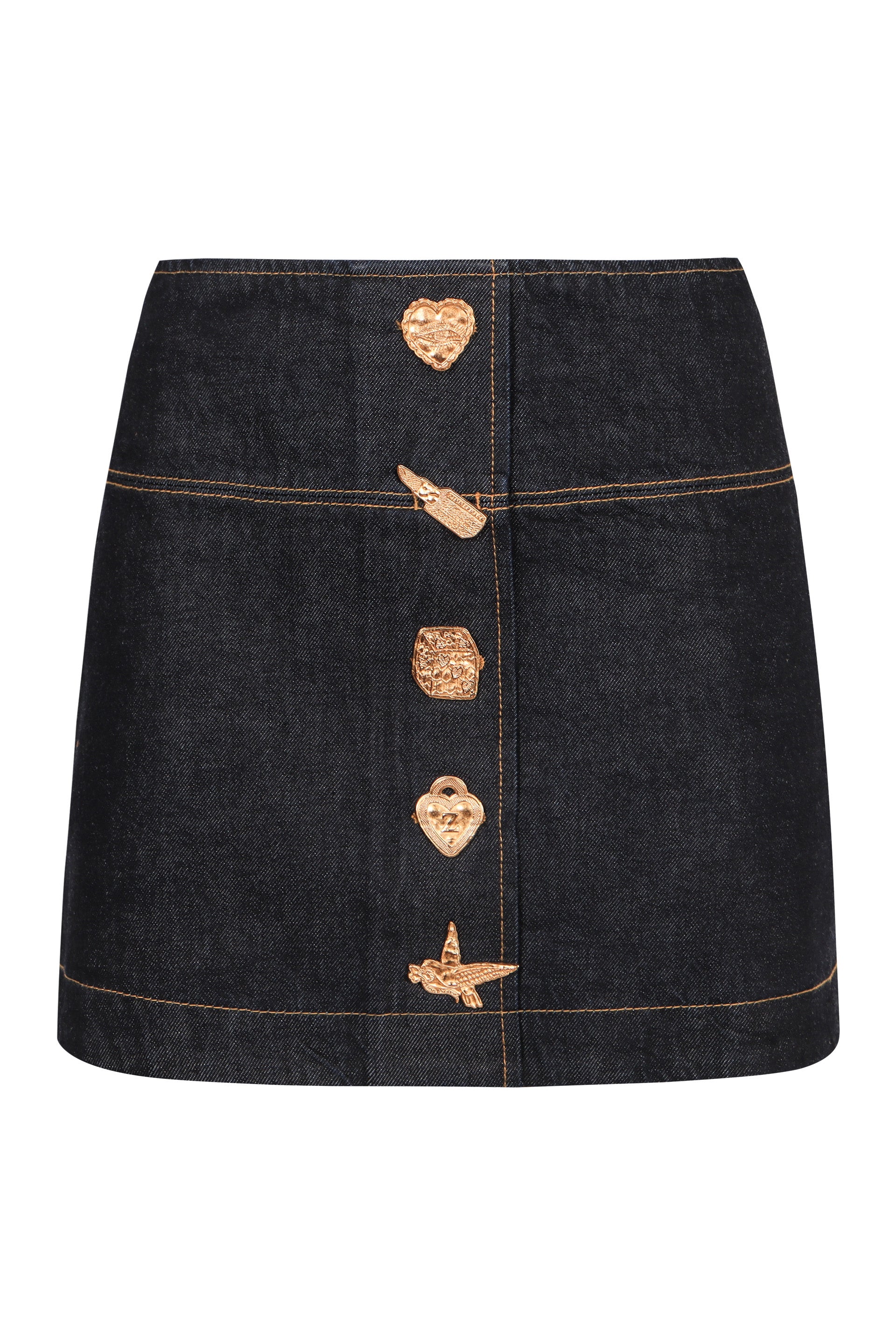 ZIMMERMANN Women's Denim Mini Skirt with Decorative Metallic Details