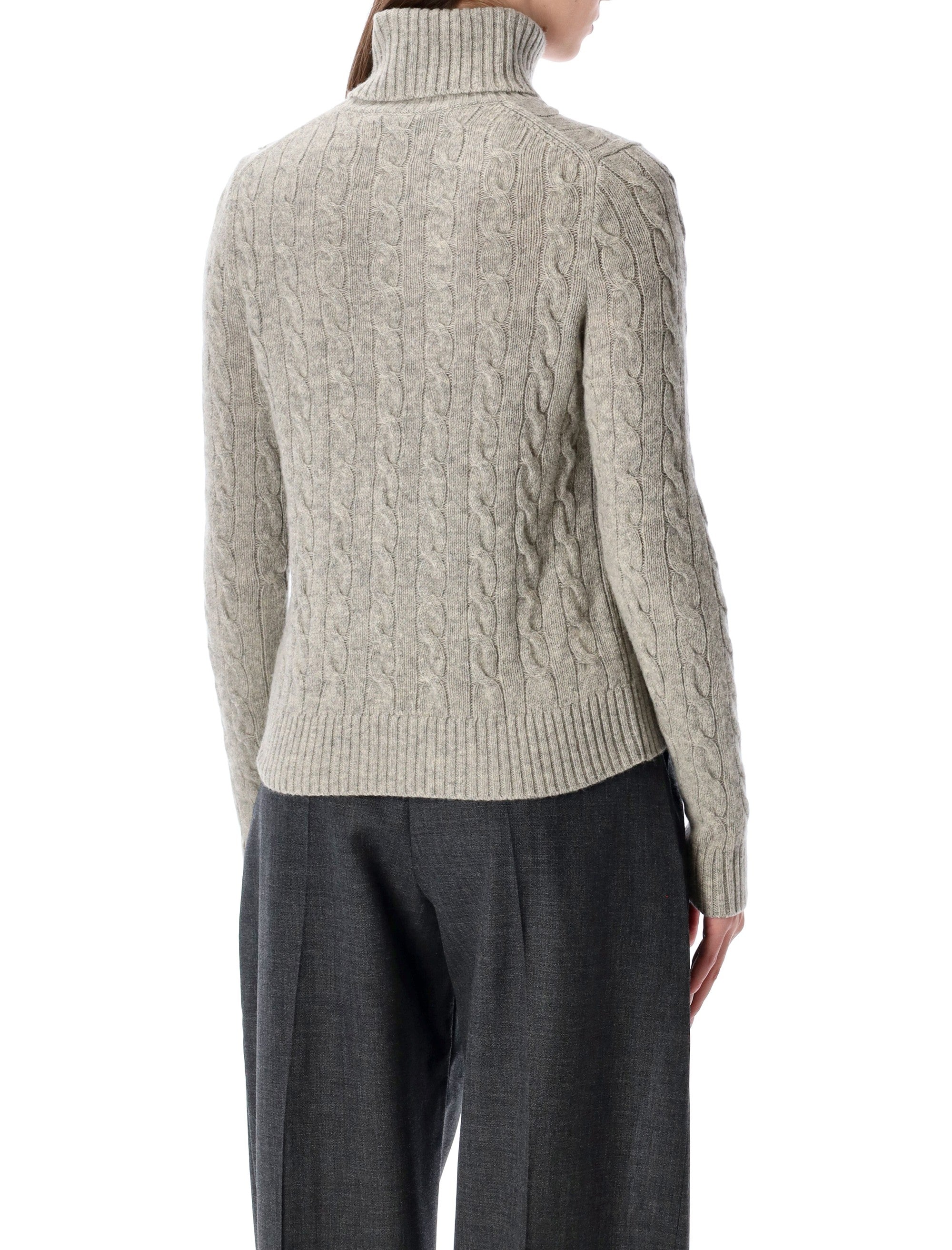 POLO RALPH LAUREN Women's Cable-Knit Roll Neck Jumper (Size S)