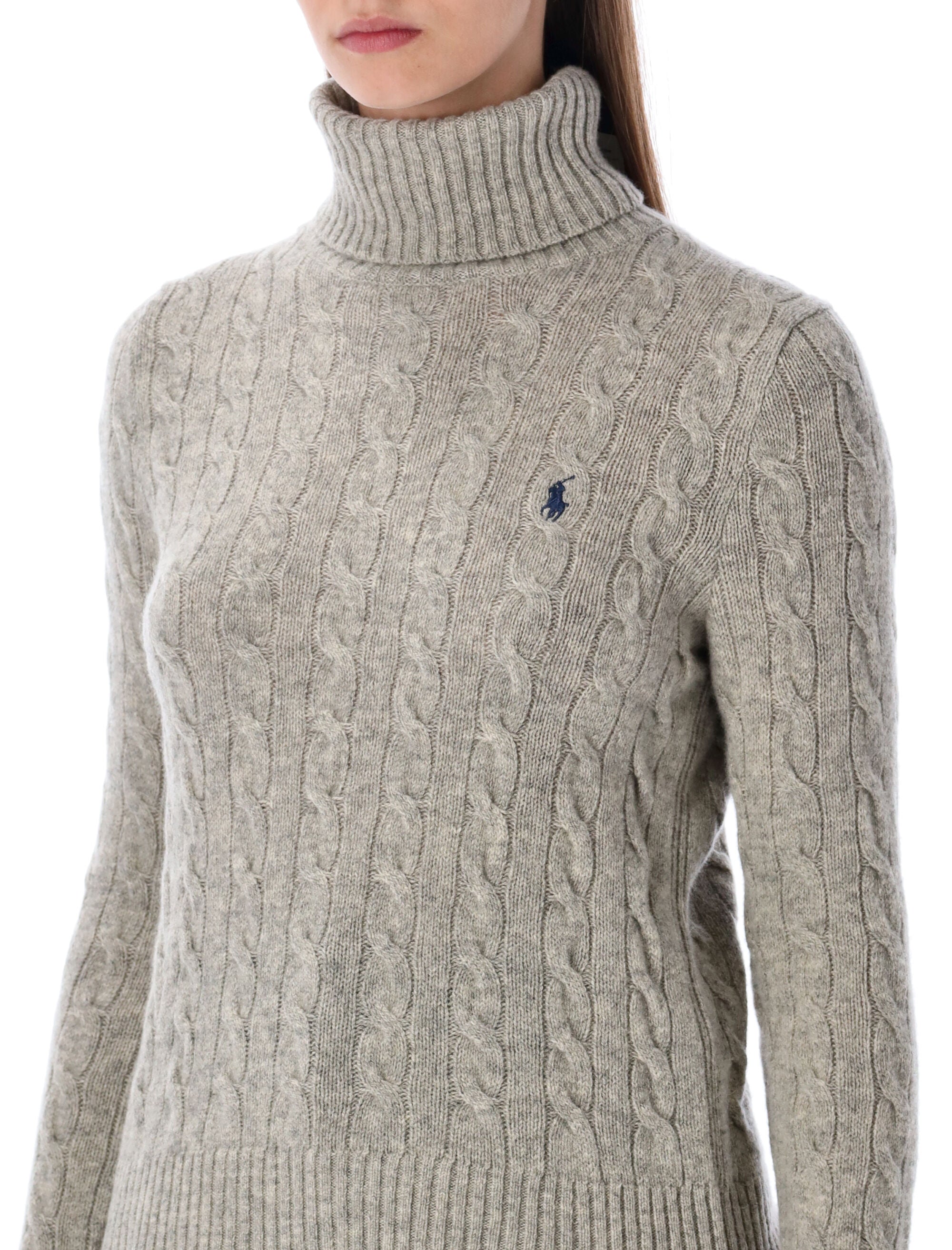 POLO RALPH LAUREN Women's Cable-Knit Roll Neck Jumper (Size S)