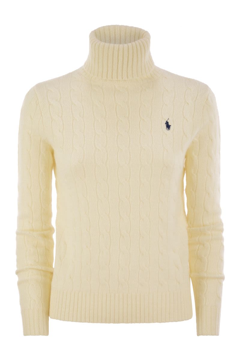 POLO RALPH LAUREN Wool and Cashmere Cable-Knit Turtleneck Sweater - Slim Fit