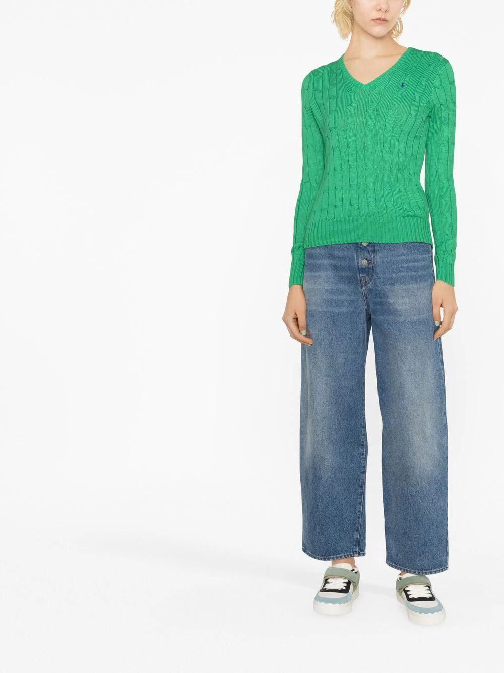 POLO RALPH LAUREN V-Neck Braided Sweater for Women
