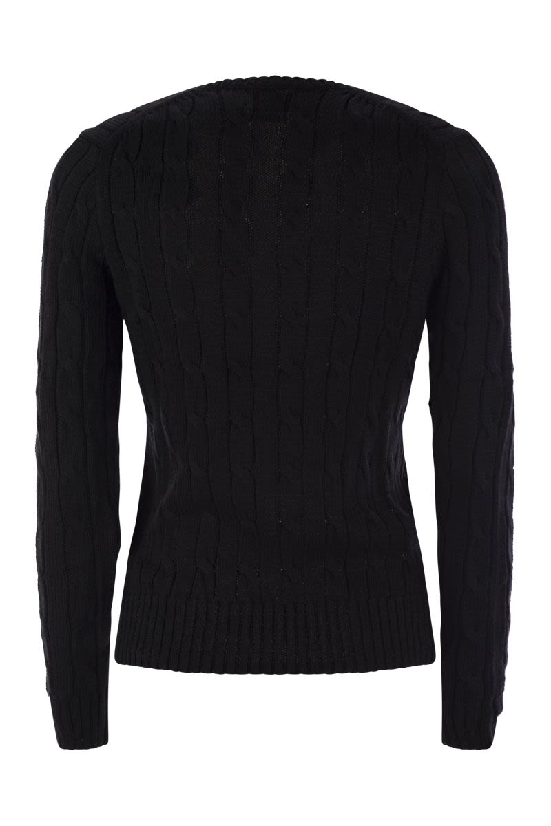 POLO RALPH LAUREN Plaited Cotton V-Neck Sweater - Slim Fit