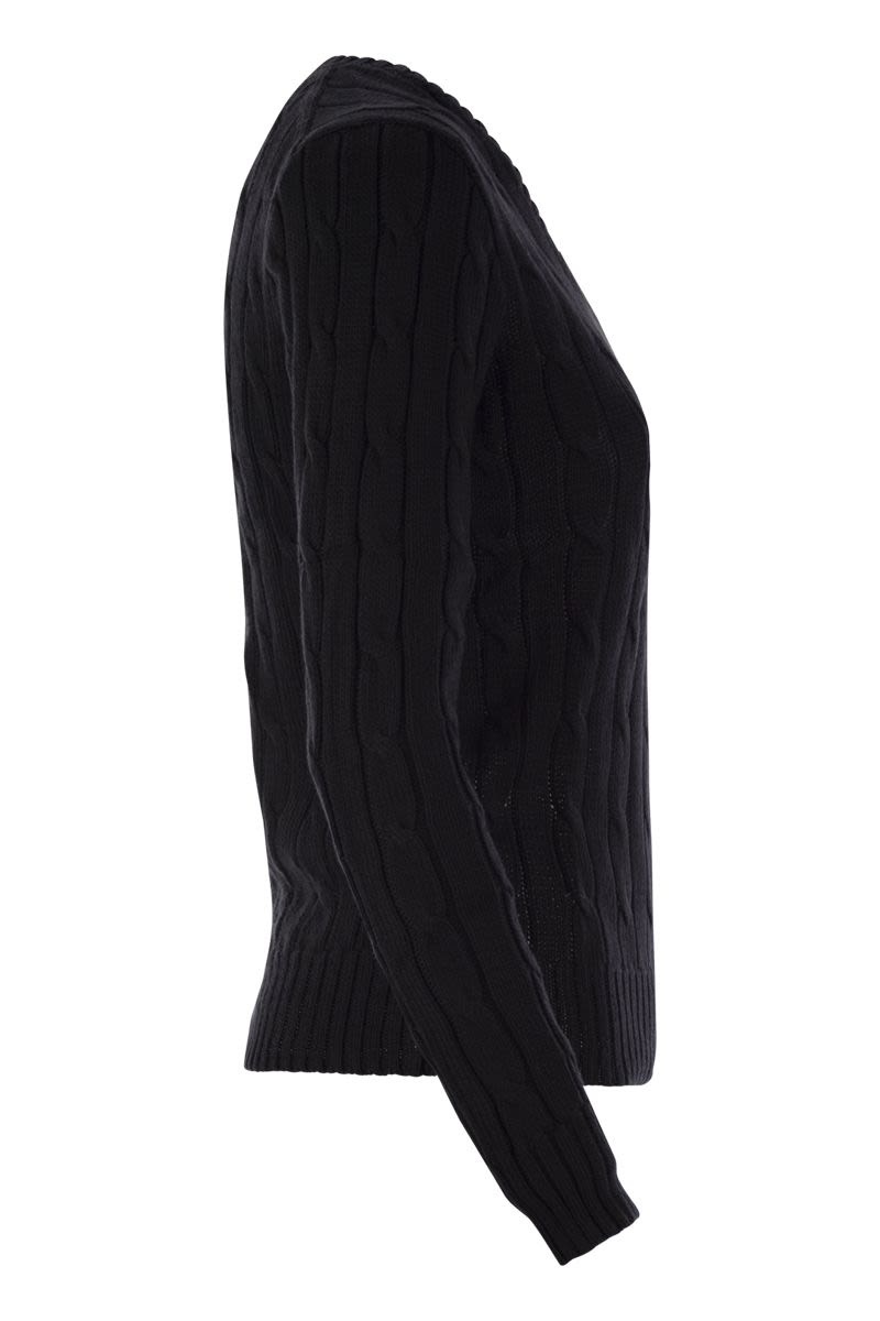 POLO RALPH LAUREN Plaited Cotton V-Neck Sweater - Slim Fit