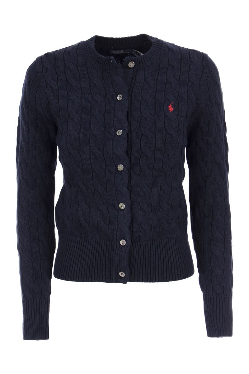 POLO RALPH LAUREN Plaited Cotton Cardigan - Fitted Cut
