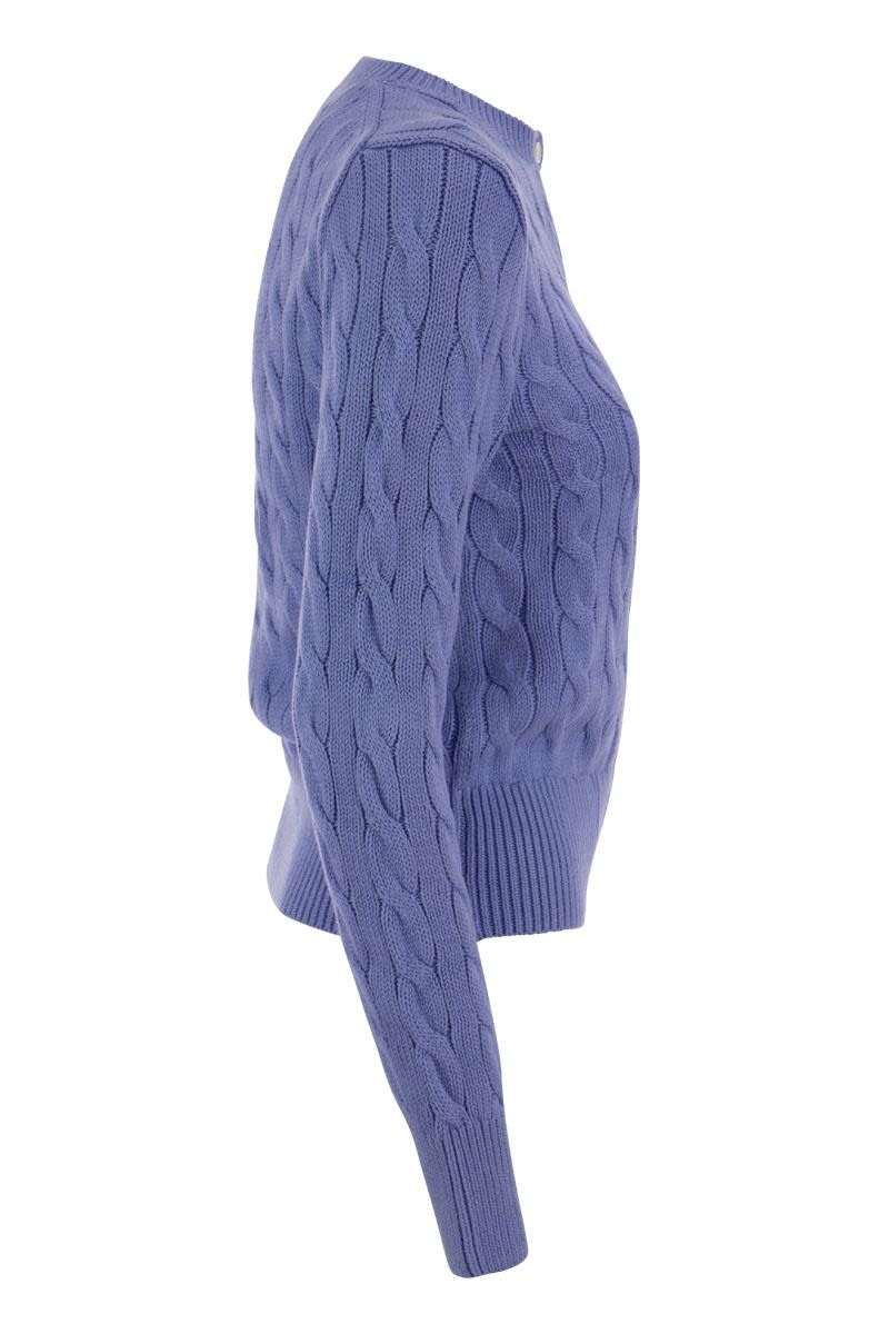 POLO RALPH LAUREN Fitted Plaited Cotton Cardigan