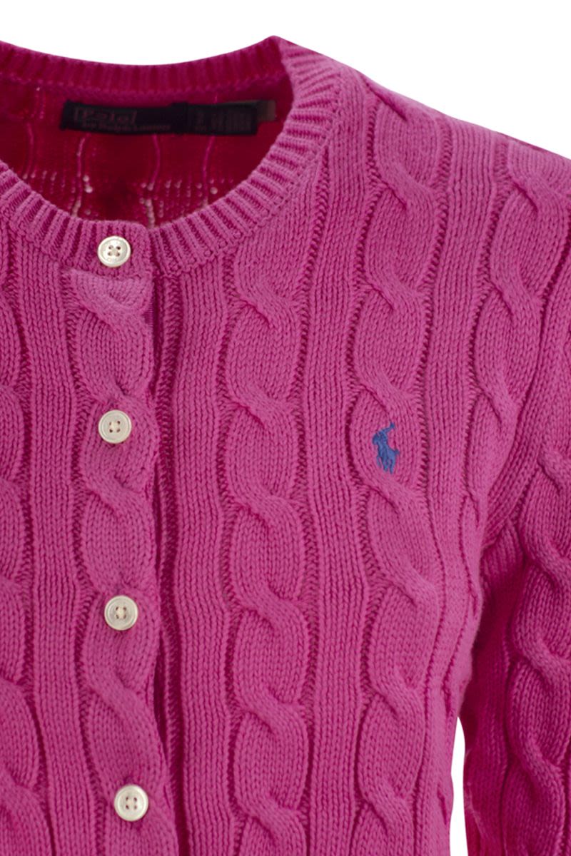 POLO RALPH LAUREN Fitted Plaited Cardigan with Long Sleeves