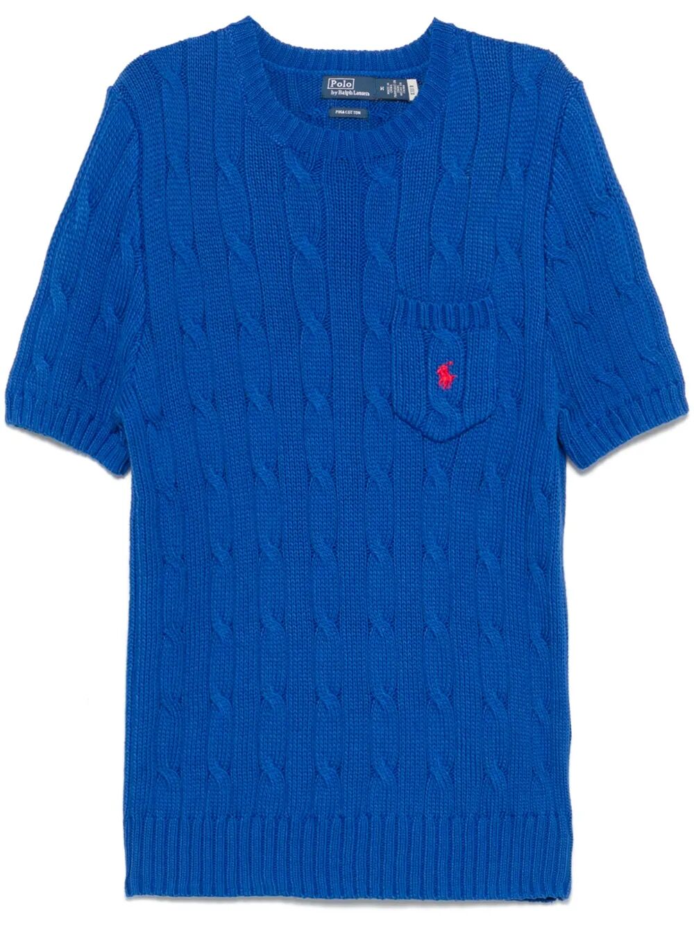 POLO RALPH LAUREN Cotton Short Sleeve Sweater with Cable Knit Design