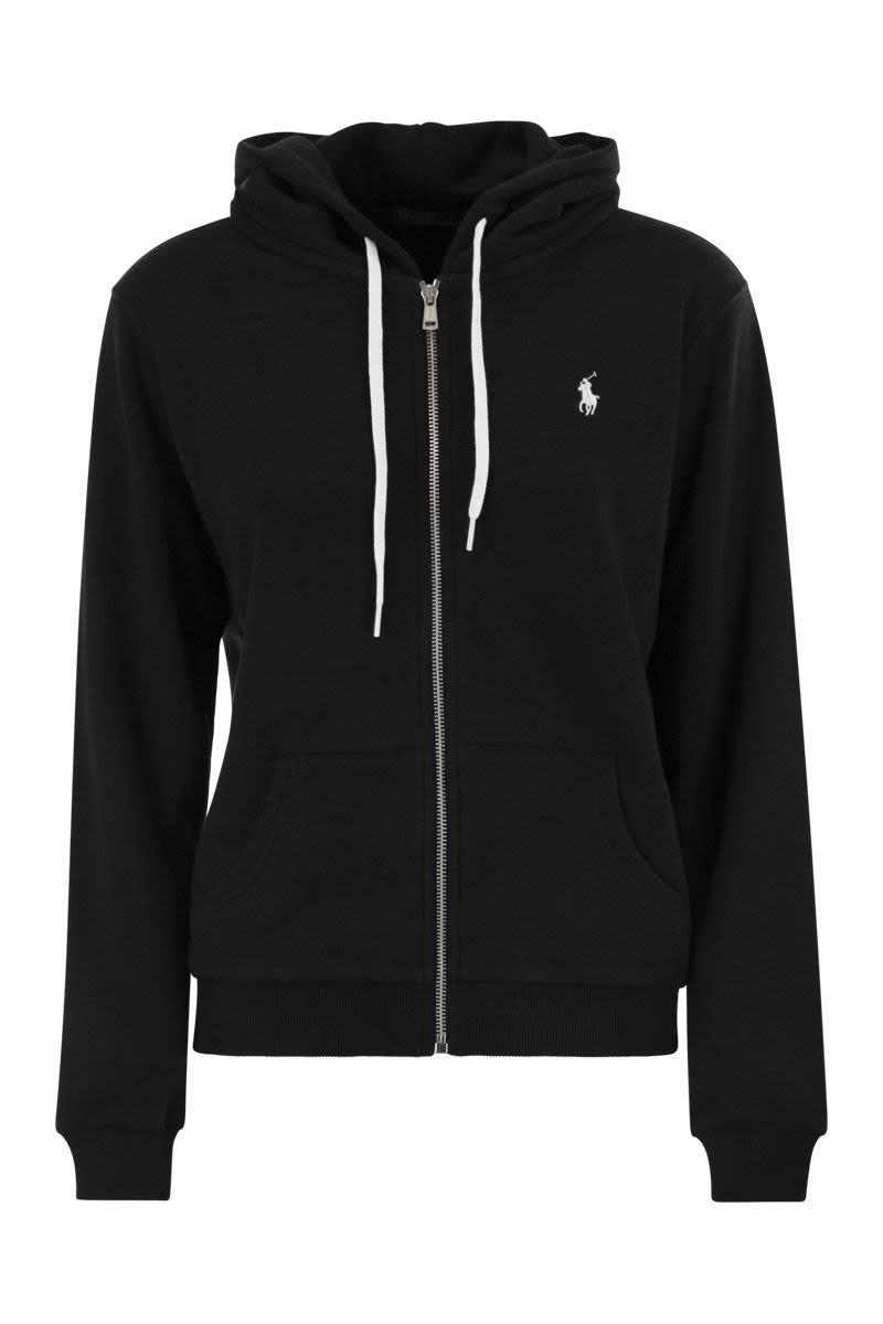 POLO RALPH LAUREN Hooded Zip Fleece Sweatshirt with Embroidered Pony