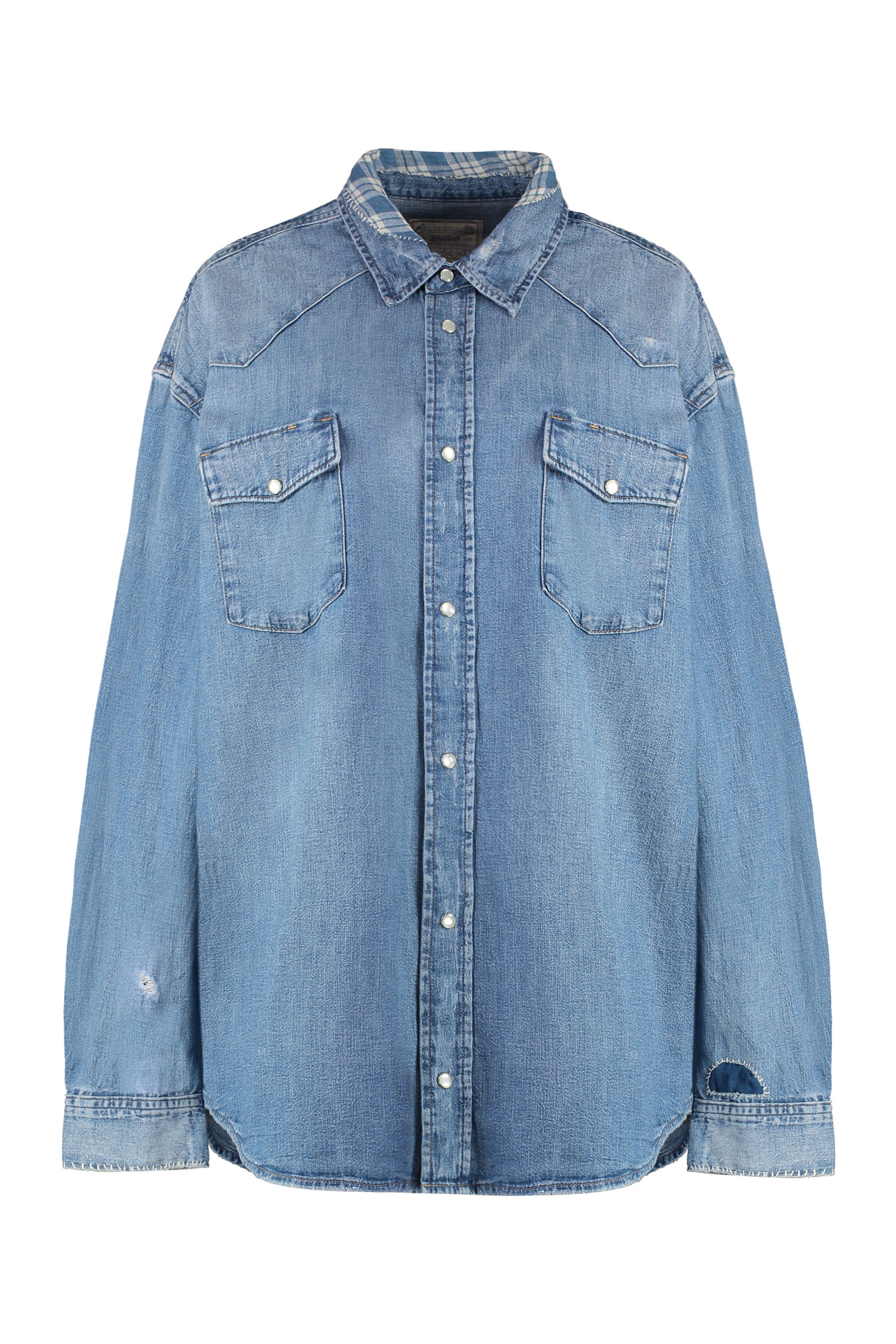 POLO RALPH LAUREN Oversized Denim Shirt with Buttoned Flap Pockets