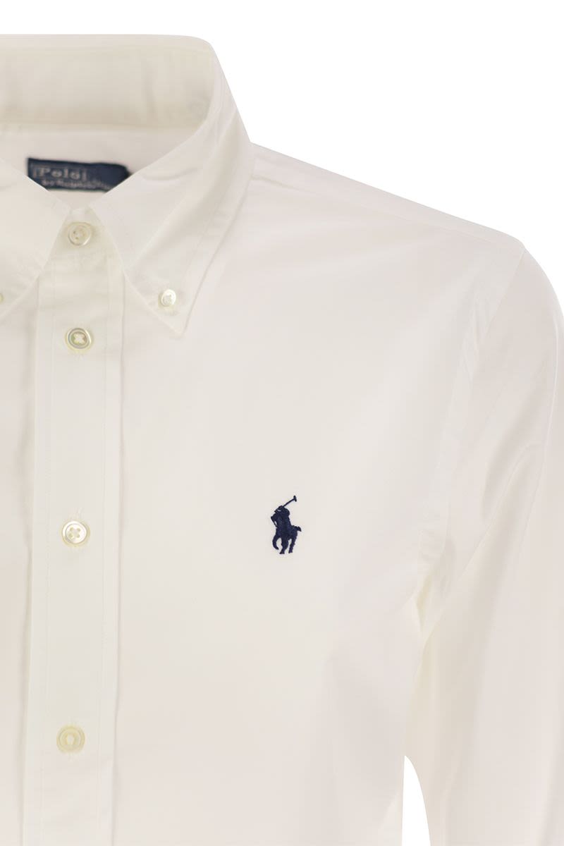 POLO RALPH LAUREN Stretch Cotton Shirt with Rounded Hem for Women