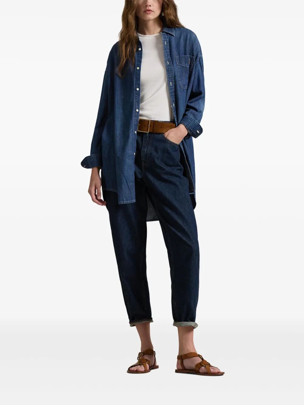 POLO RALPH LAUREN Oversized Fit Denim Shirt with Dropped Shoulders