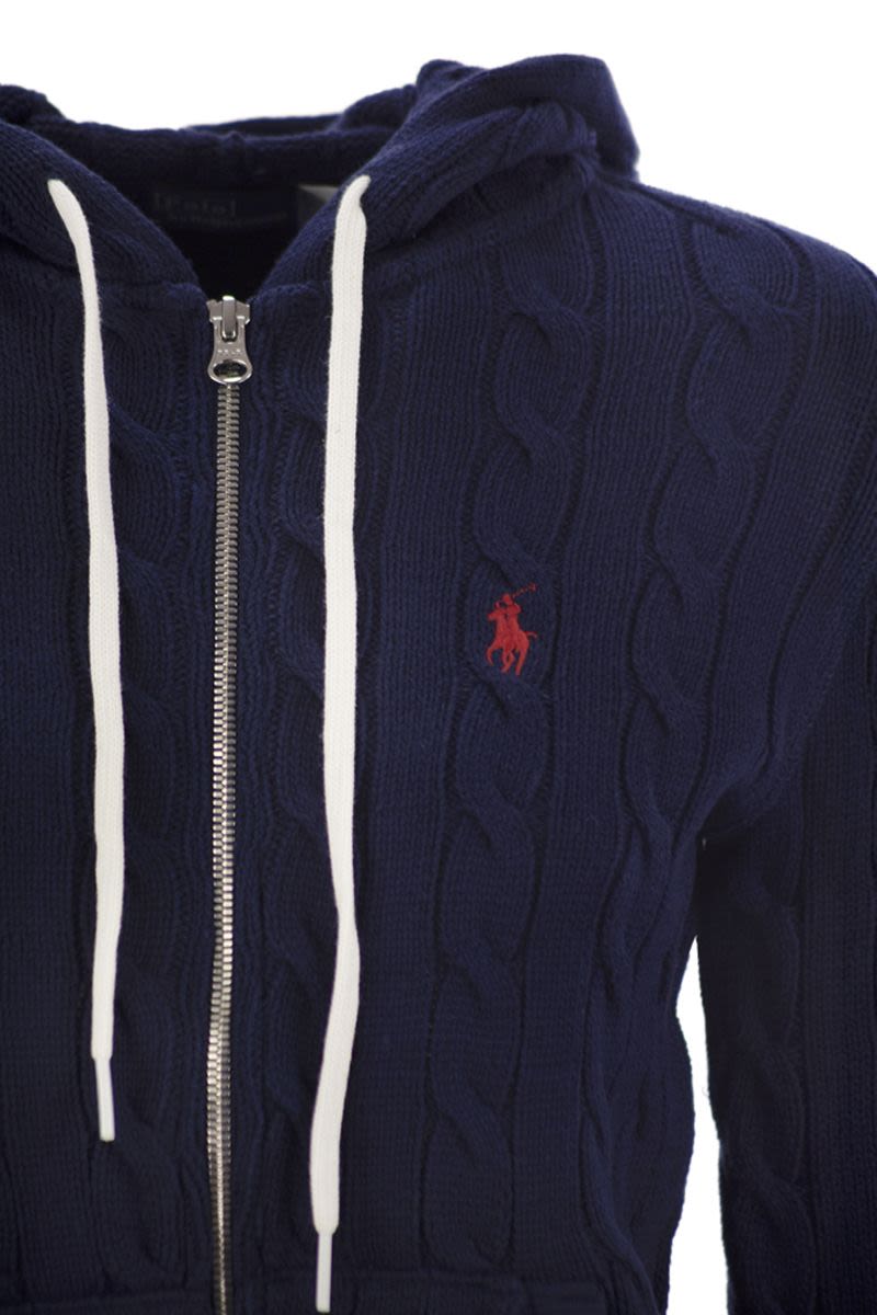 POLO RALPH LAUREN Cable-Knit Cotton Full-Zip Hoodie - Women's Slim Fit