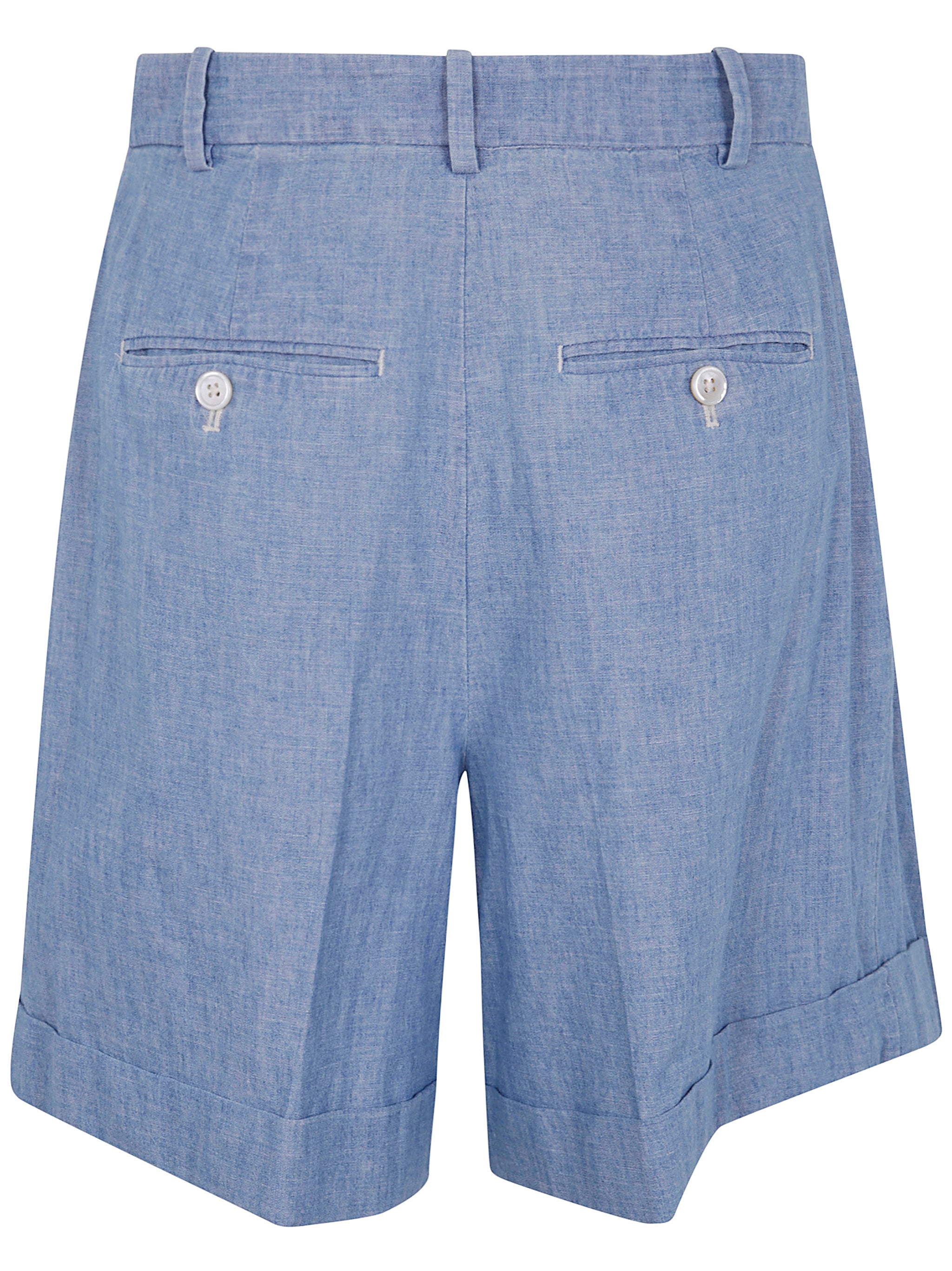 POLO RALPH LAUREN Puffed Pleat Cotton Chambray Shorts