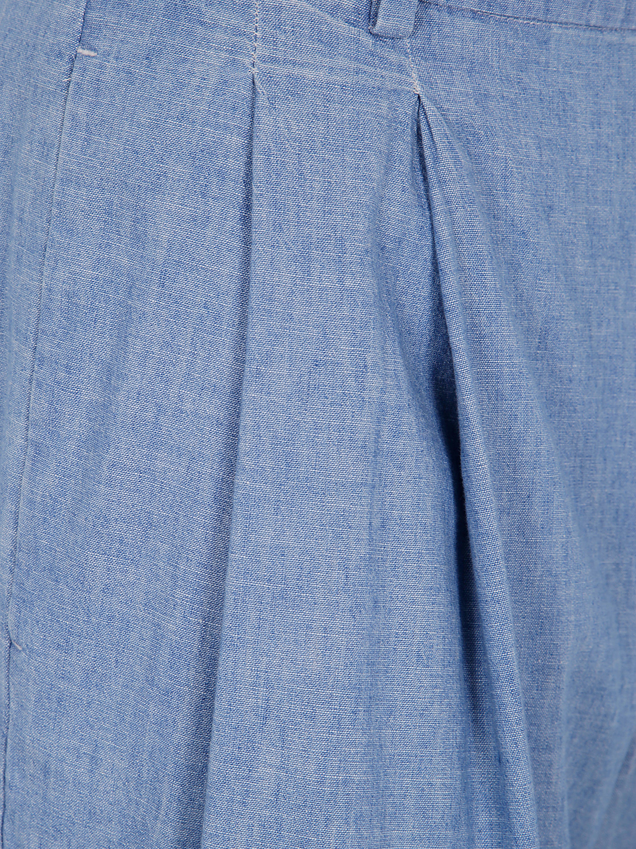 POLO RALPH LAUREN Puffed Pleat Cotton Chambray Shorts