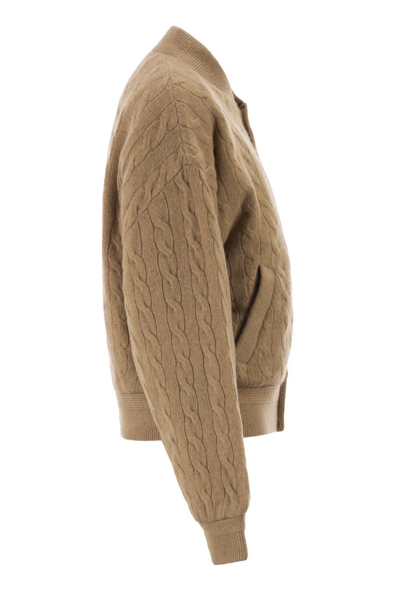 POLO RALPH LAUREN Wool and Cashmere Bomber Jacket with Cable Knit - Women's Full-Size