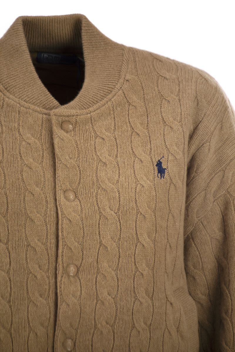 POLO RALPH LAUREN Wool and Cashmere Bomber Jacket with Cable Knit - Women's Full-Size