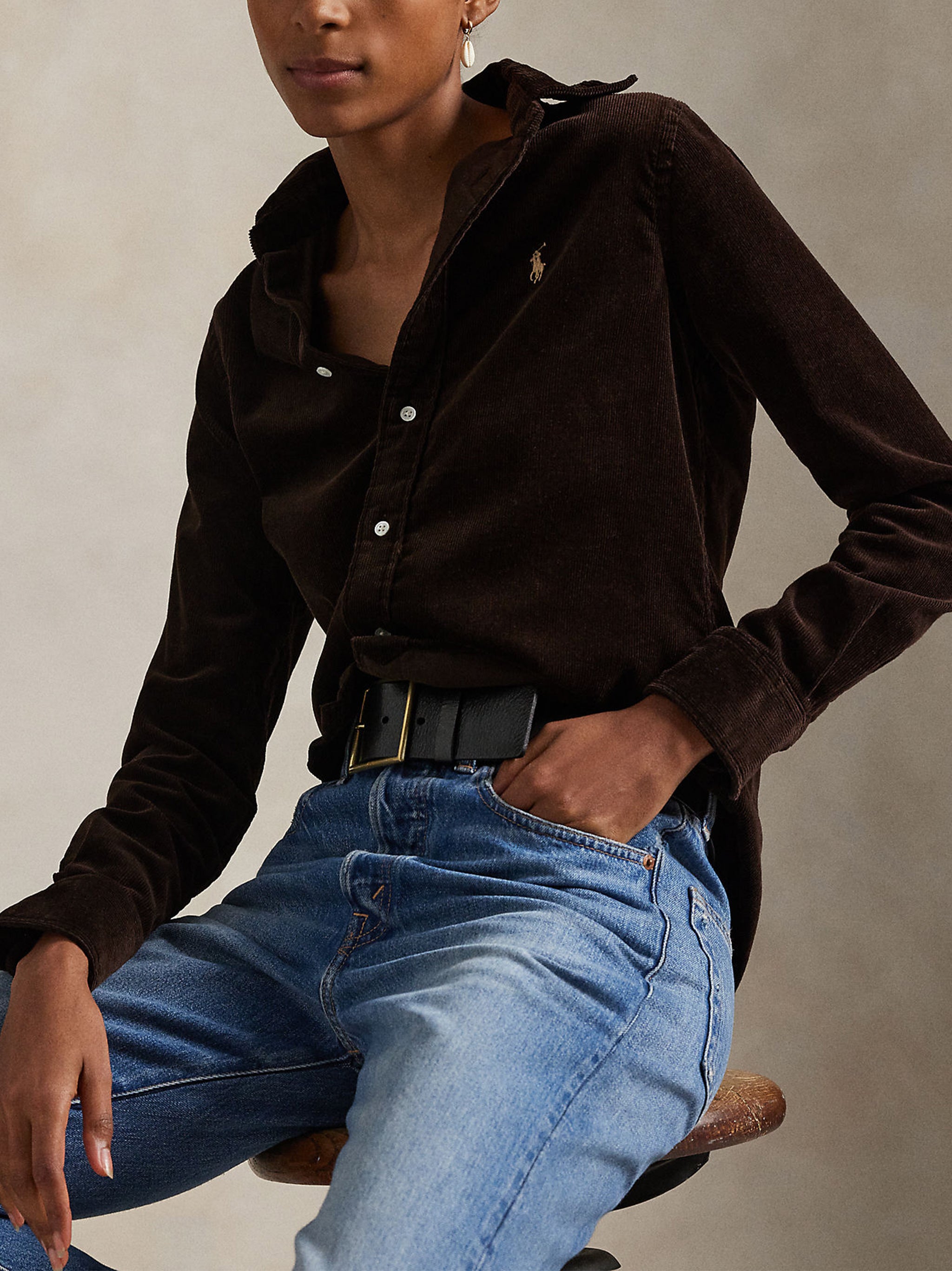 POLO RALPH LAUREN Woven Sport Shirt - 10 Wale Stretch Corduroy for Women