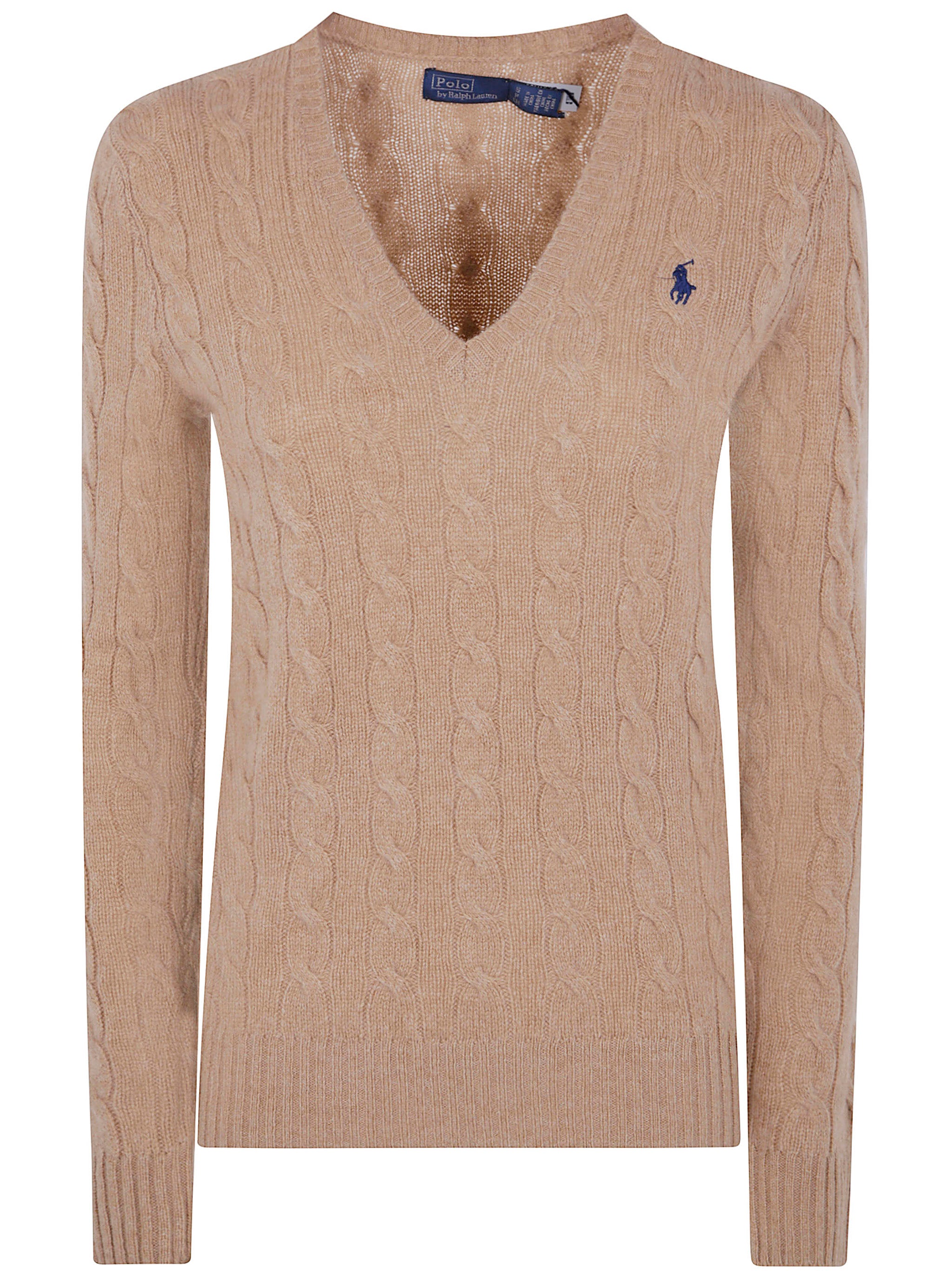 POLO RALPH LAUREN V-Neck Cable Knit Sweater for Women