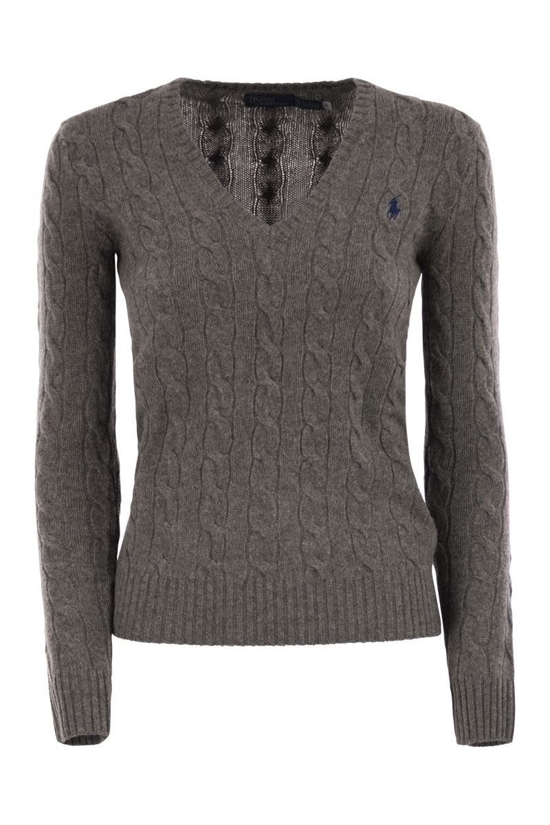 POLO RALPH LAUREN Slim-Fit Cable Knit V-Neck Sweater