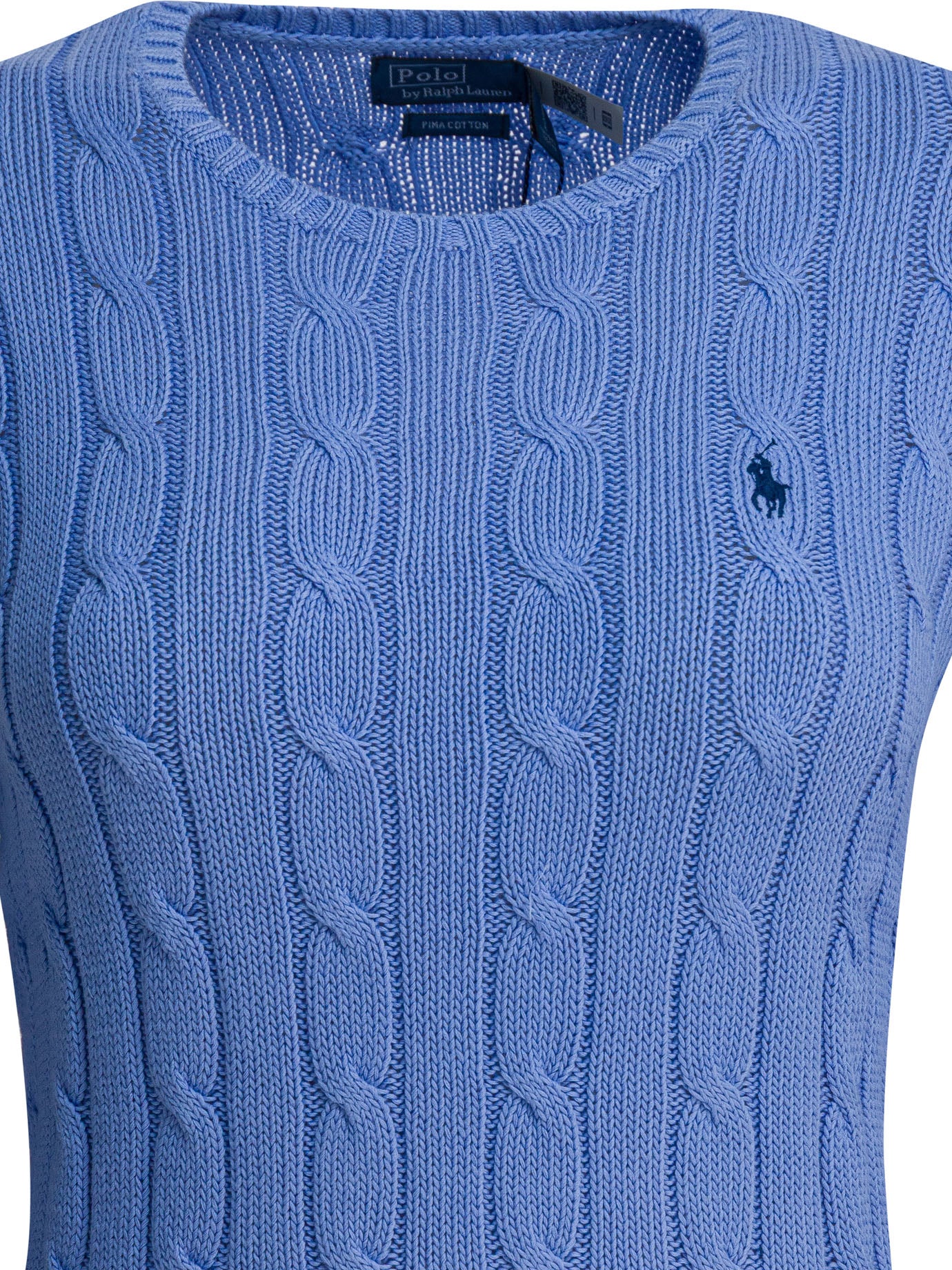 POLO RALPH LAUREN Crew-Neck Cable-Knit Sweater with Logo - Women's Slim Fit
