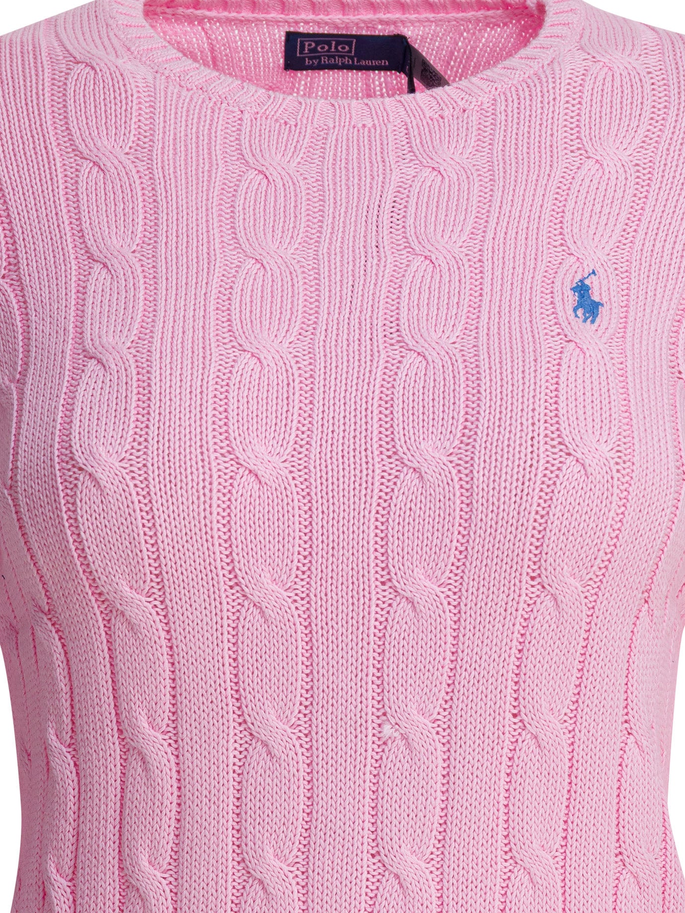POLO RALPH LAUREN Crew-Neck Cable-Knit Sweater with Logo - Slim Fit