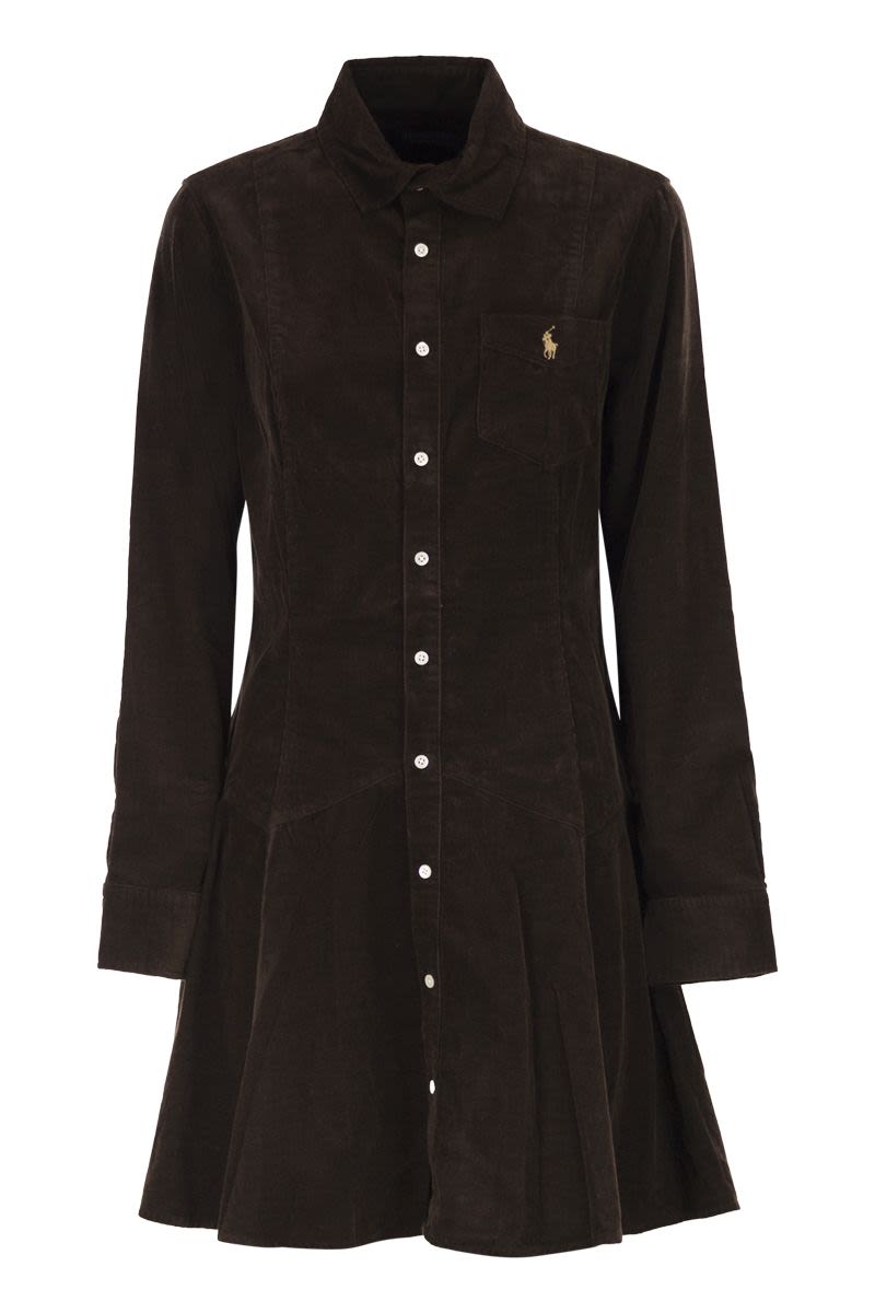 POLO RALPH LAUREN Mini A-Line Shirt Dress in Corduroy
