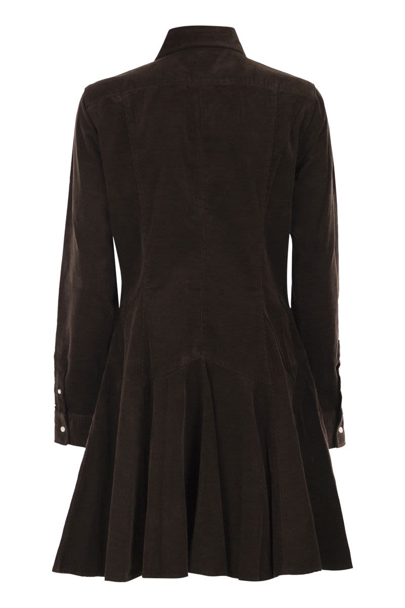 POLO RALPH LAUREN Mini A-Line Shirt Dress in Corduroy